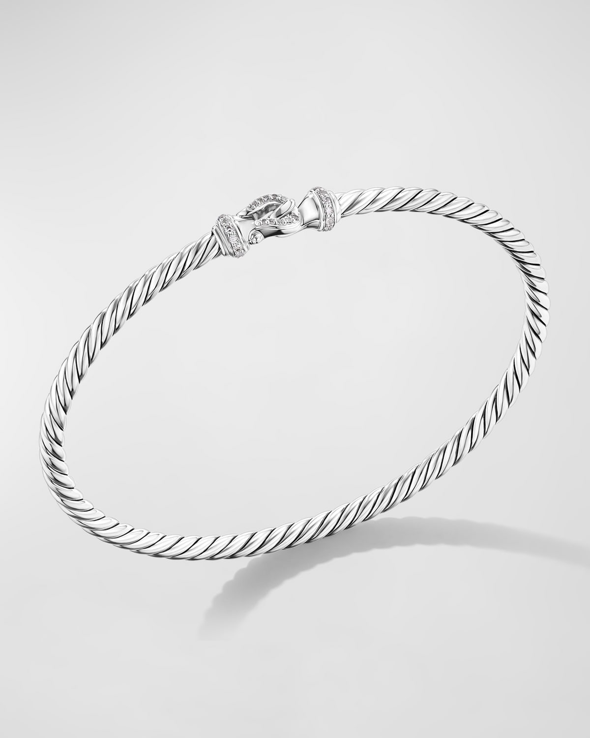 Buckle Classic Cable Bracelet with Diamonds in Silver, 3mm - 2
