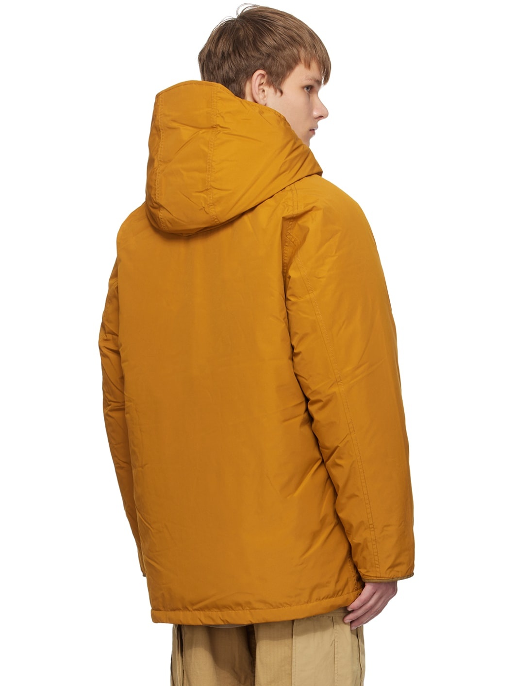 Orange Hooded Down Coat - 3