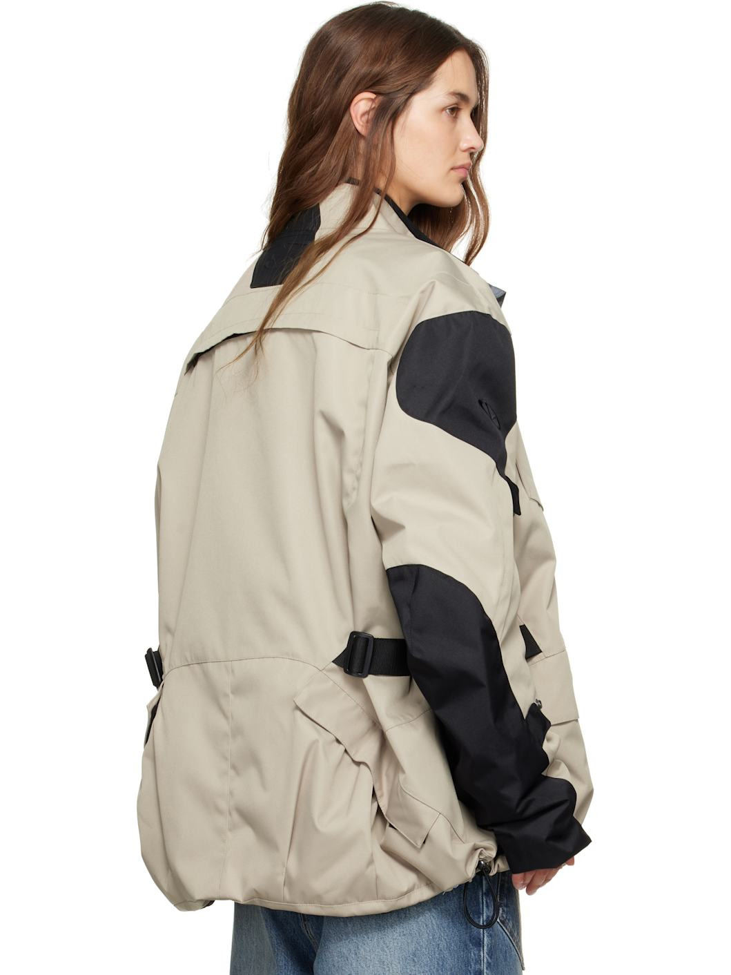 Beige & Black Biker Parka Coat & Jackets Set - 3