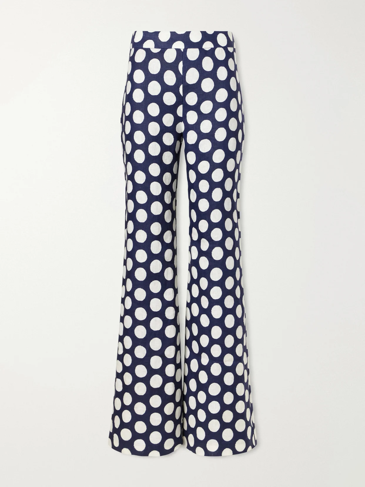 Polka Dot Linen Wide-leg Pants - 1