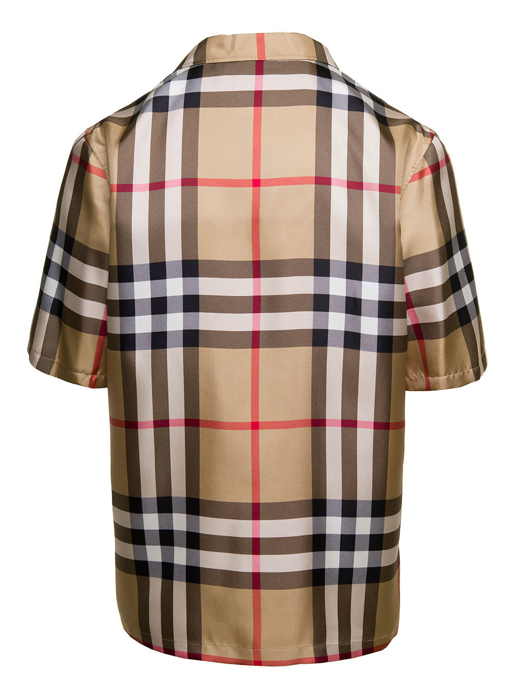 Burberry Men Brown Bowling Shirt With All-Over Checkered Print In Silk Man - 2