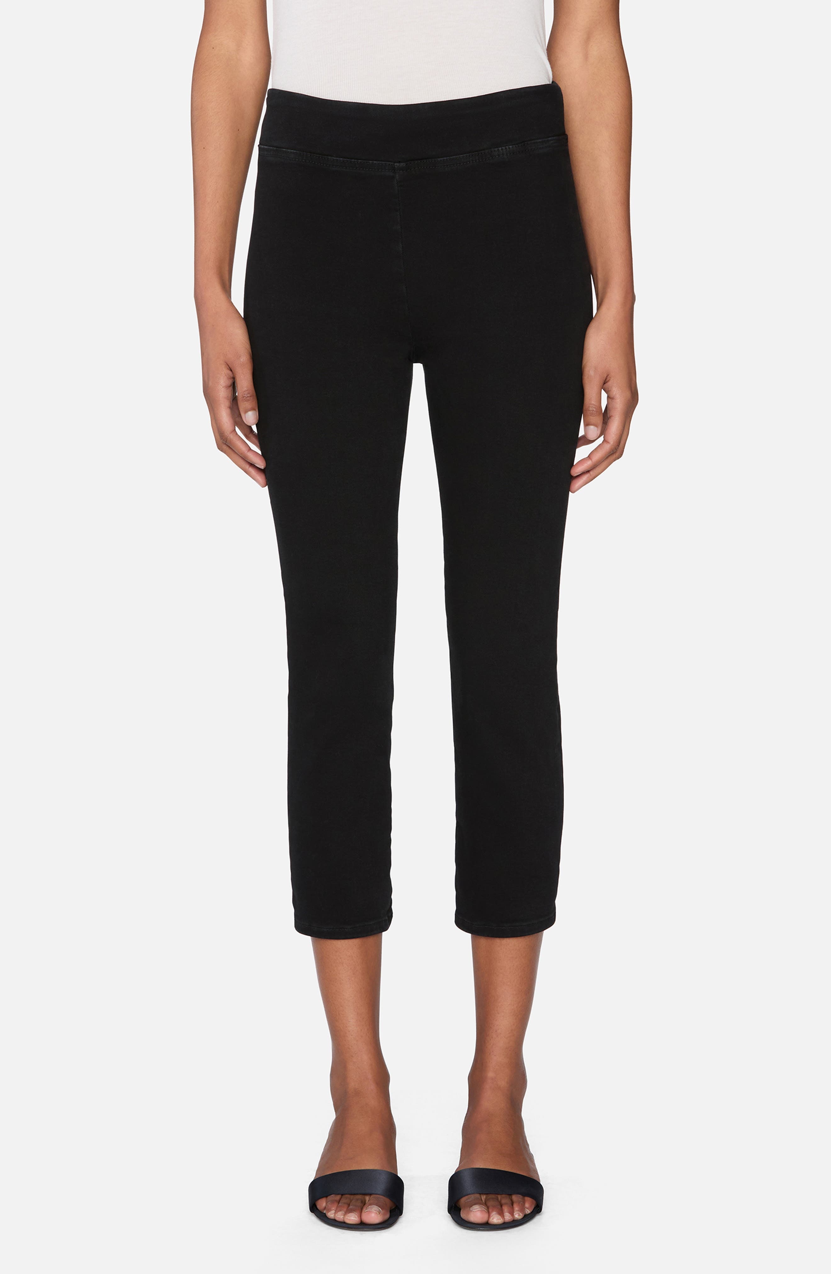 FRAME Jetset Weekend Pull-On High Waist Capri Jeans in Sheen Noir at Nordstrom - 1