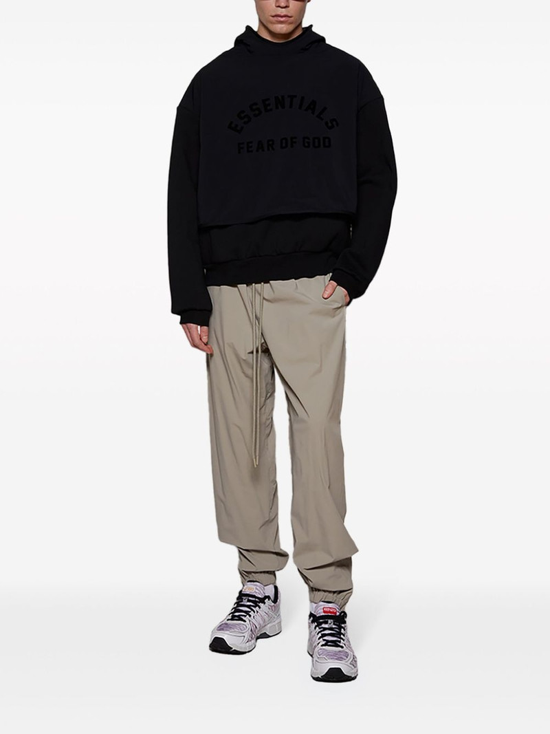 ESSENTIALS layered logo-print fleece hoodie outlook