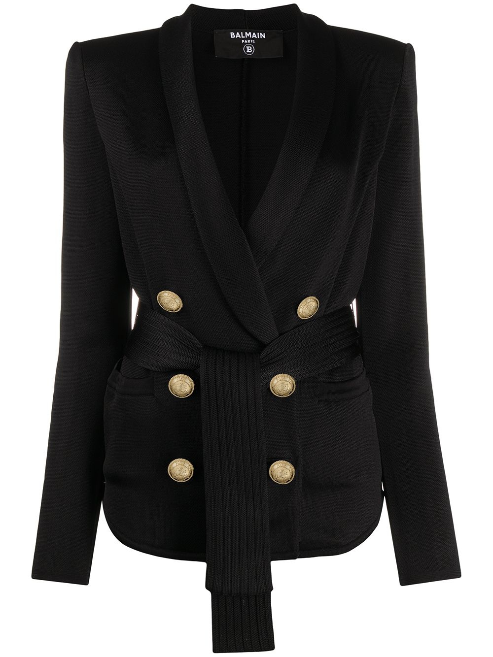 double-breasted belted blazer - 1