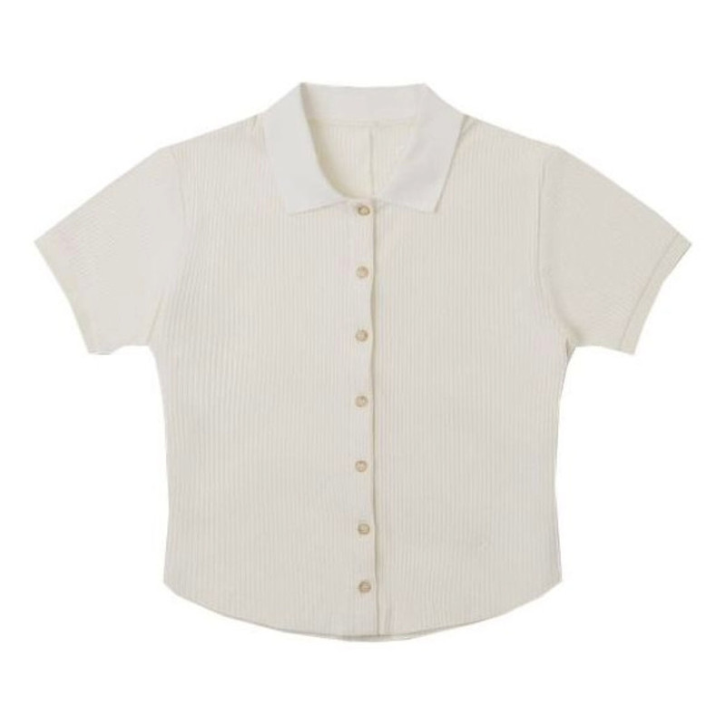 (WMNS) Converse Gradient Letter Embroidery Polo Shirt 'White' 10027237-A01 - 1