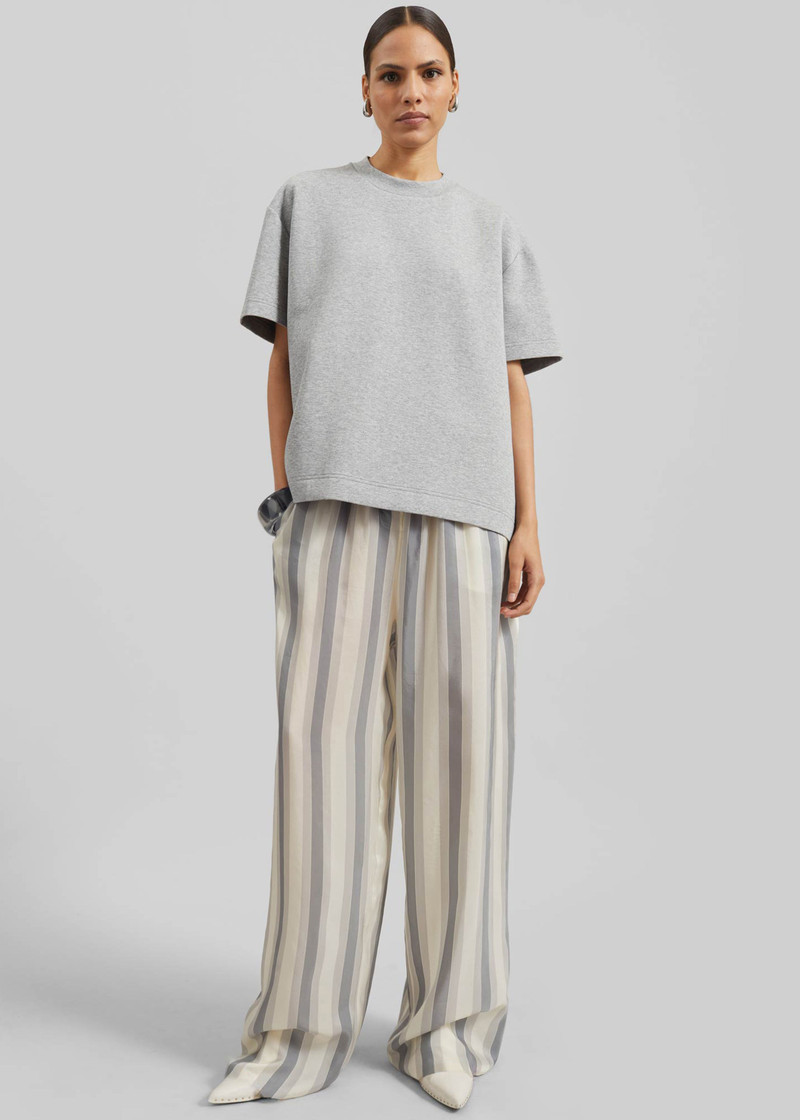Baxter Sheer Fluid Track Pants - White/Grey Stripe 7