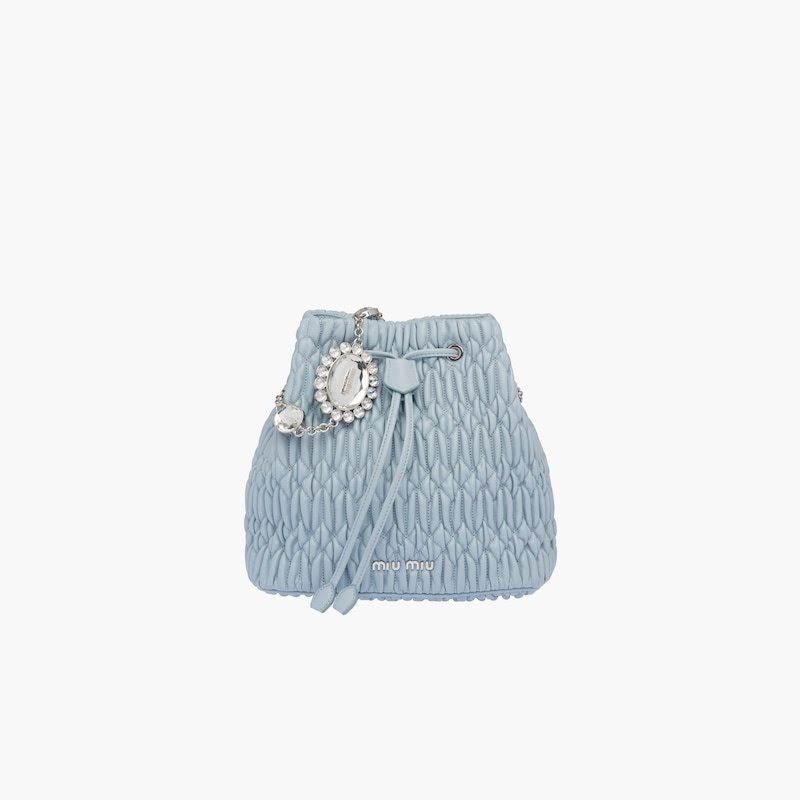 Miu Crystal Cloqué Nappa leather bucket bag - 2