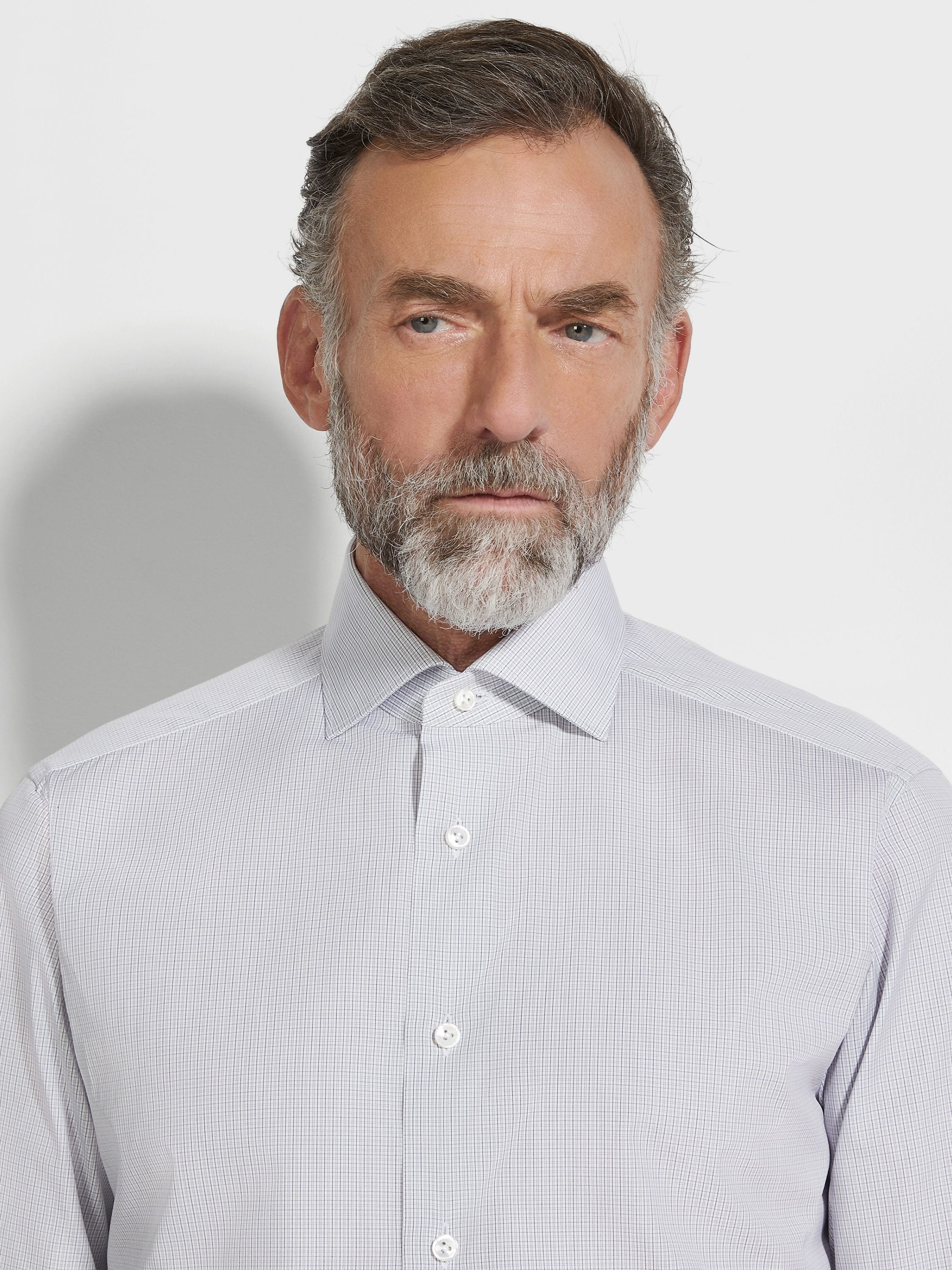 WHITE AND NAVY BLUE MICRO-CHECKED CENTOVENTIMILA COTTON SHIRT - 2