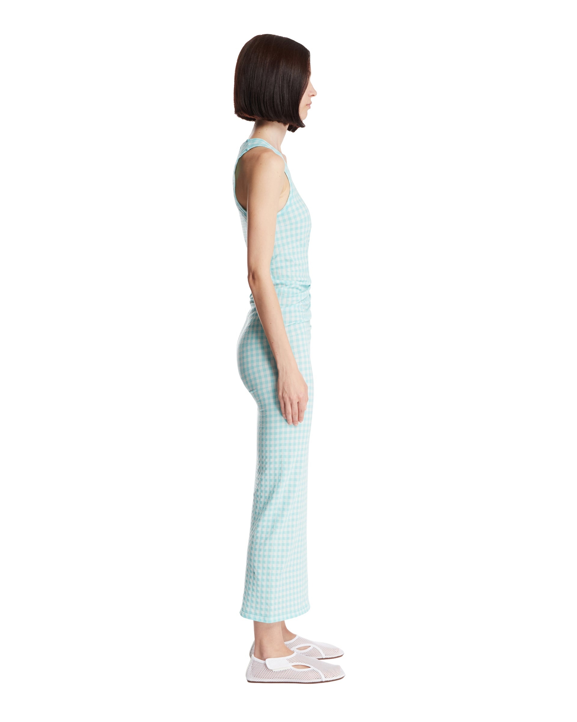Blue Checkered Tank Dress - 5