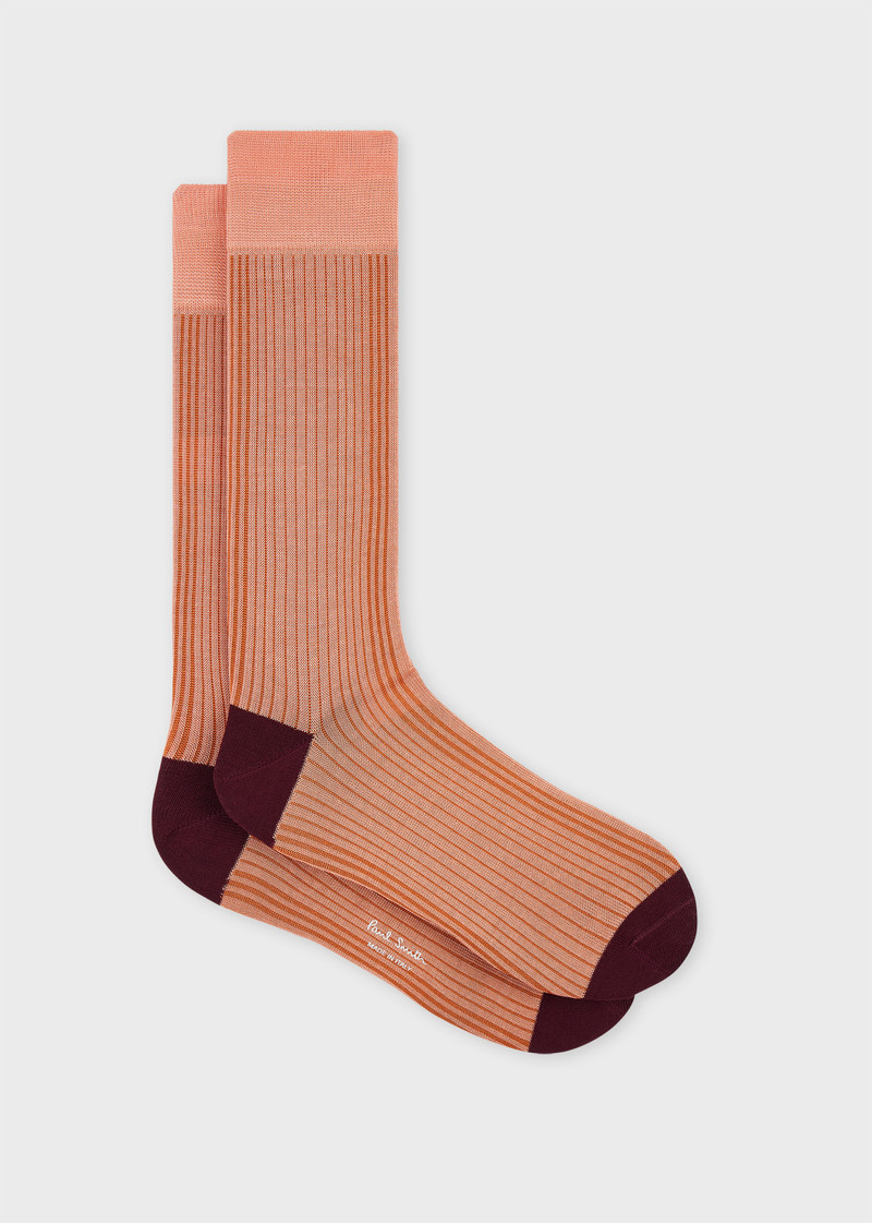Pink Ribbed Cotton-Blend Socks 1