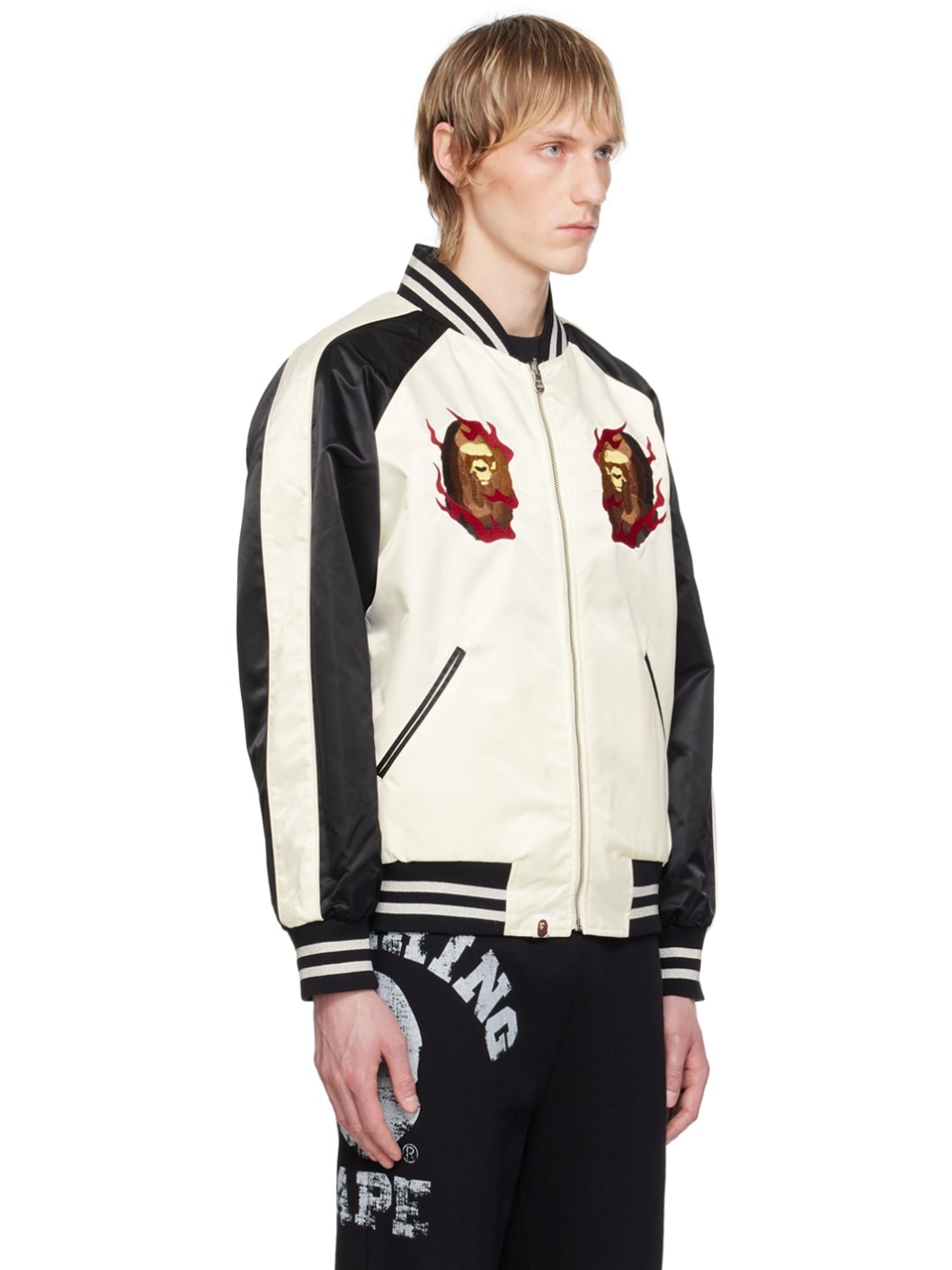 Black & Off-White Reversible Bomber Jacket - 2