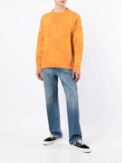 Off-White checkerboard logo intarsia-knit jumper outlook