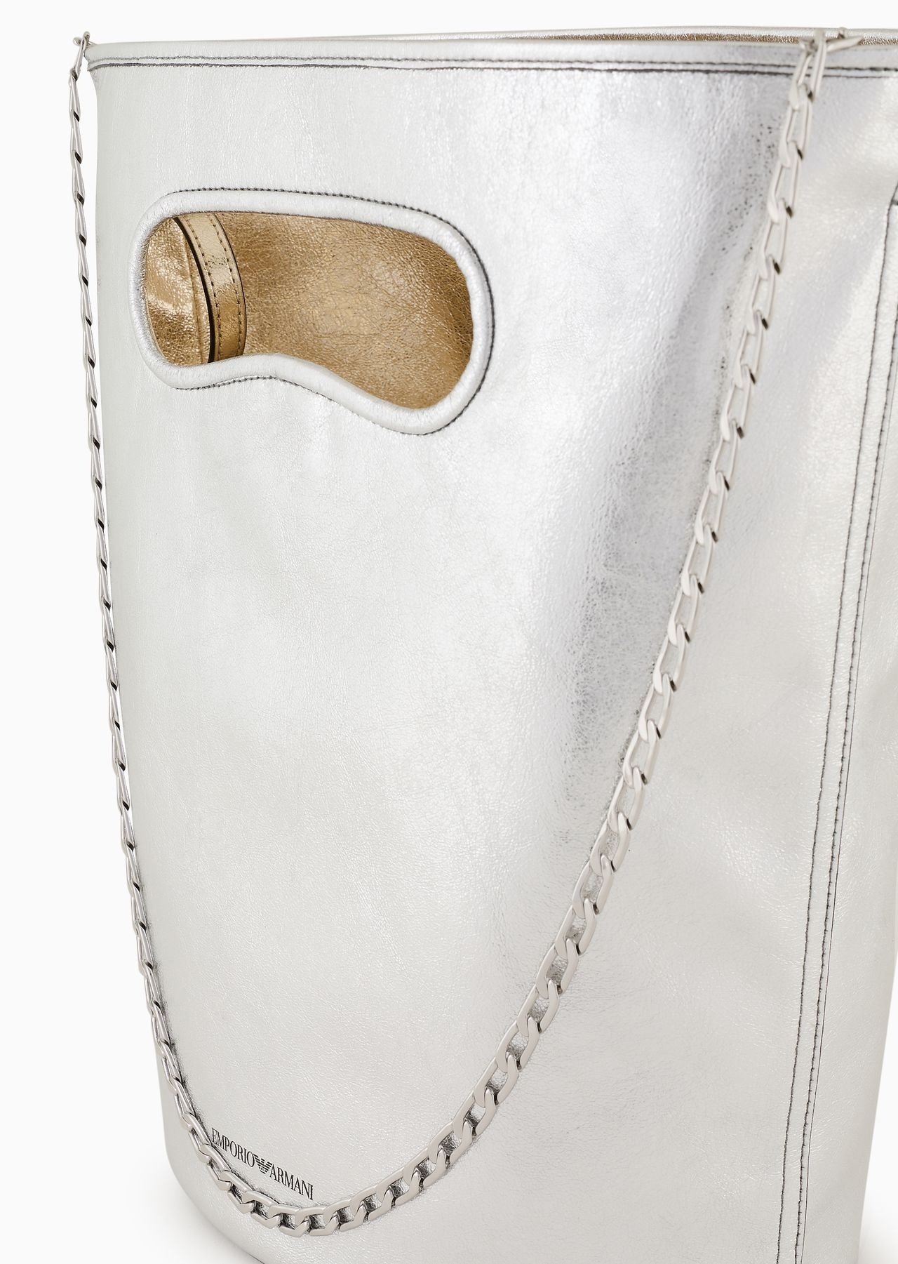 Crinkled-effect lamé bucket shoulder bag - 5