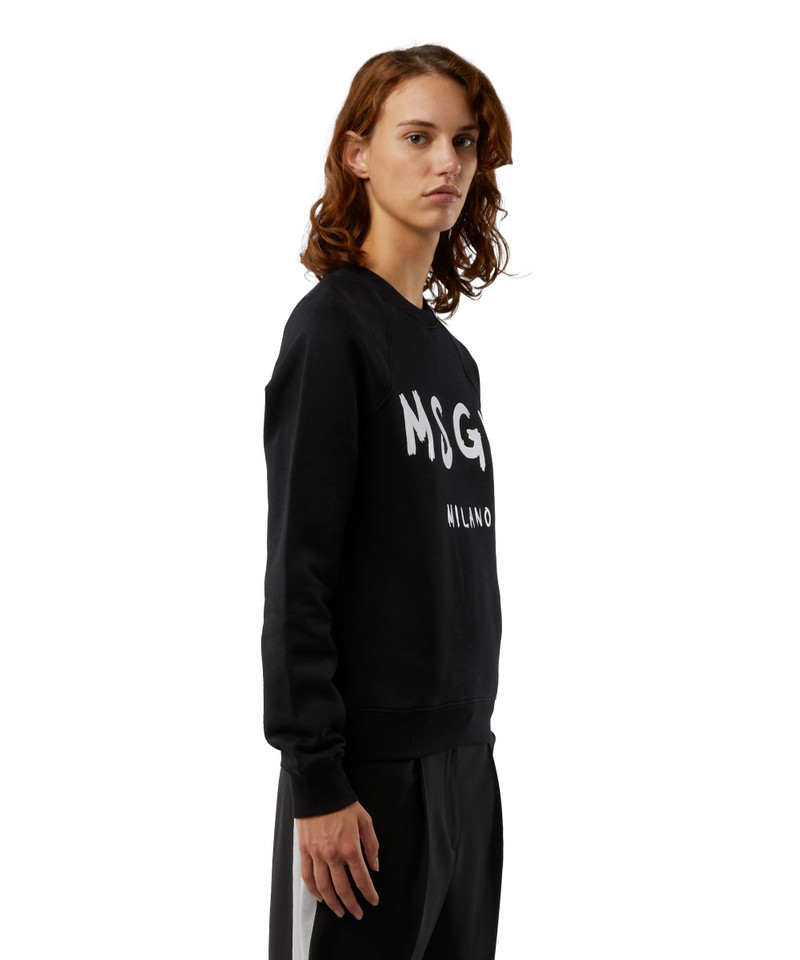 Crew neck cotton sweatshirt with a brushed logo 4