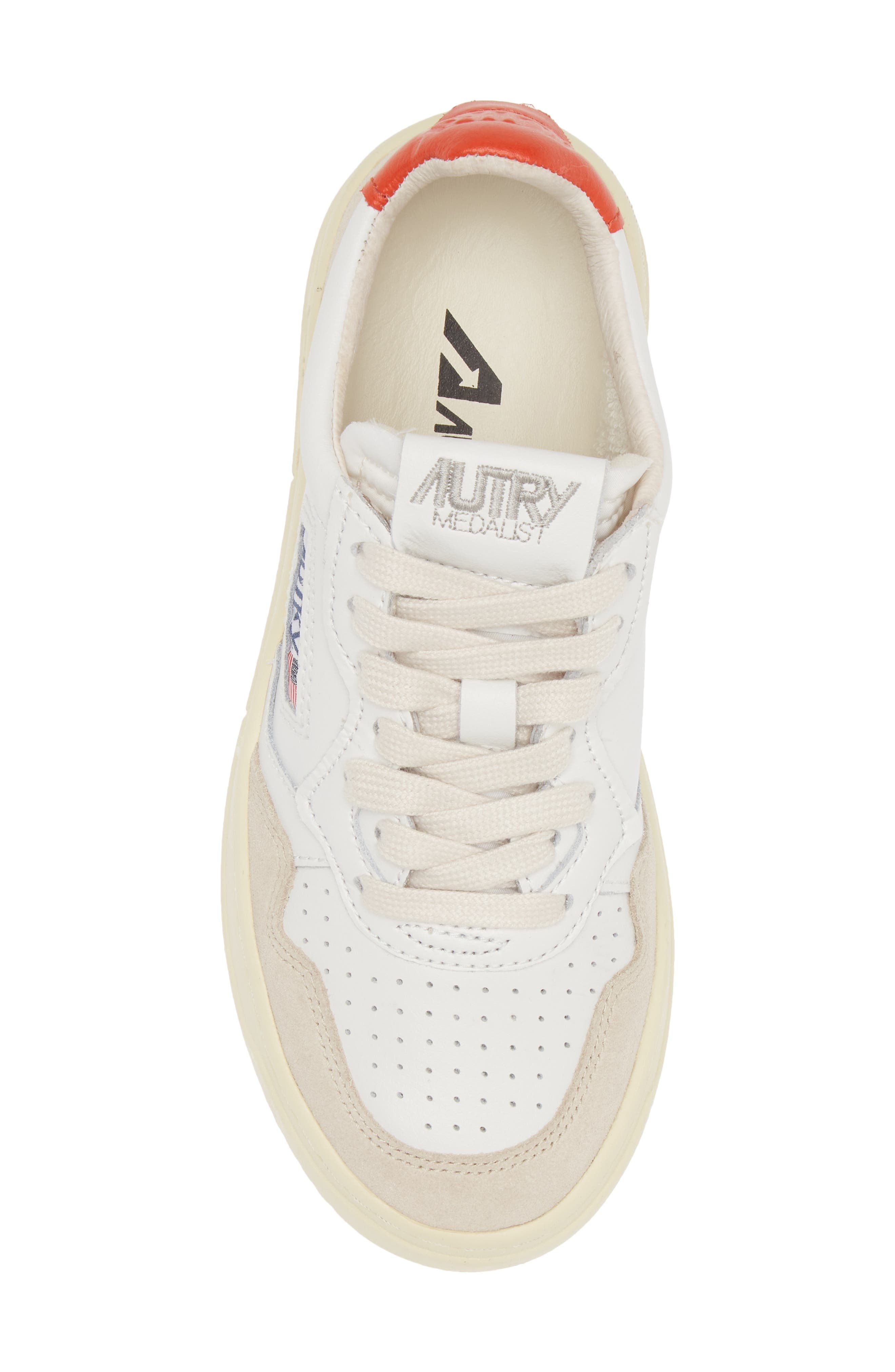 AUTRY Medalist Low Sneaker in White/Orange at Nordstrom - 5