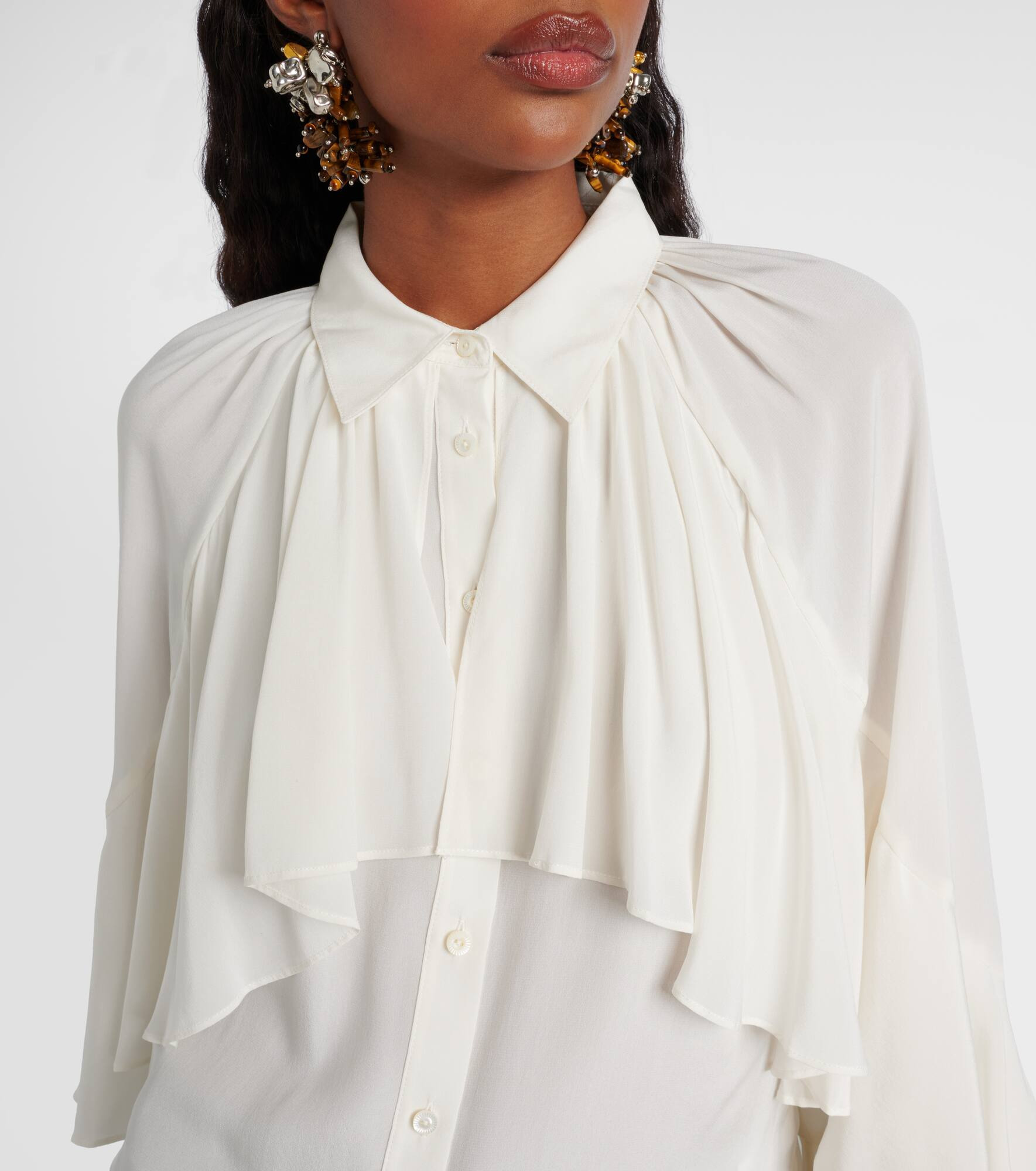 Demaris ruffled silk-blend blouse - 4