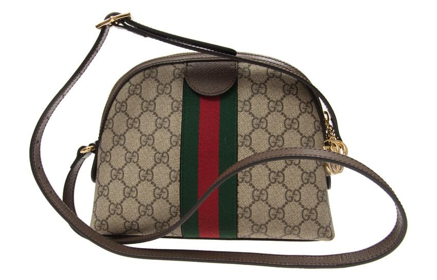 (WMNS) Gucci Ophidia Gold Logo Retro GG Stripe Webbing Canvas Shoulder Messenger Bag Small / Brown 4 - 3