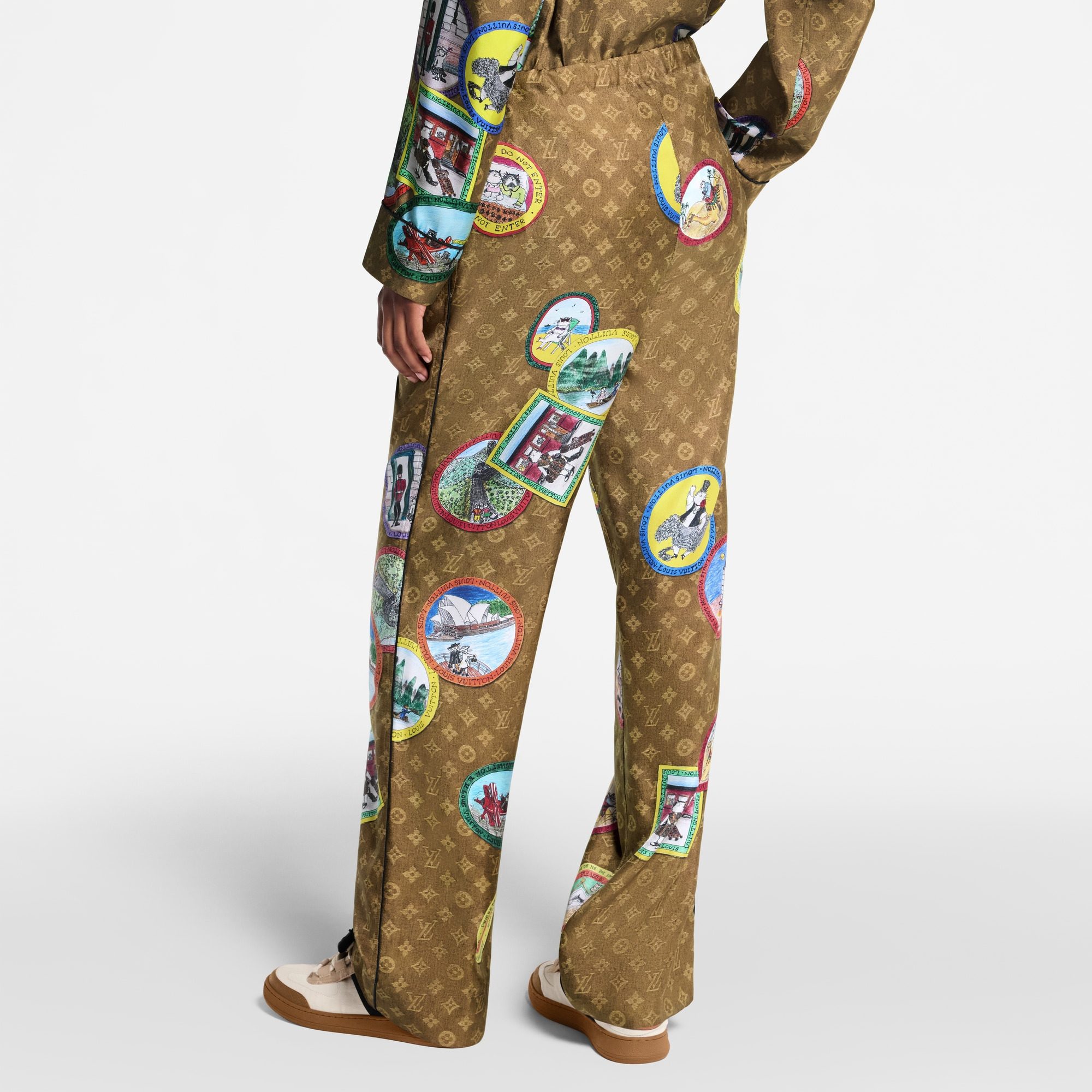 Monogram Cat Stamp Pajama Pants - 7