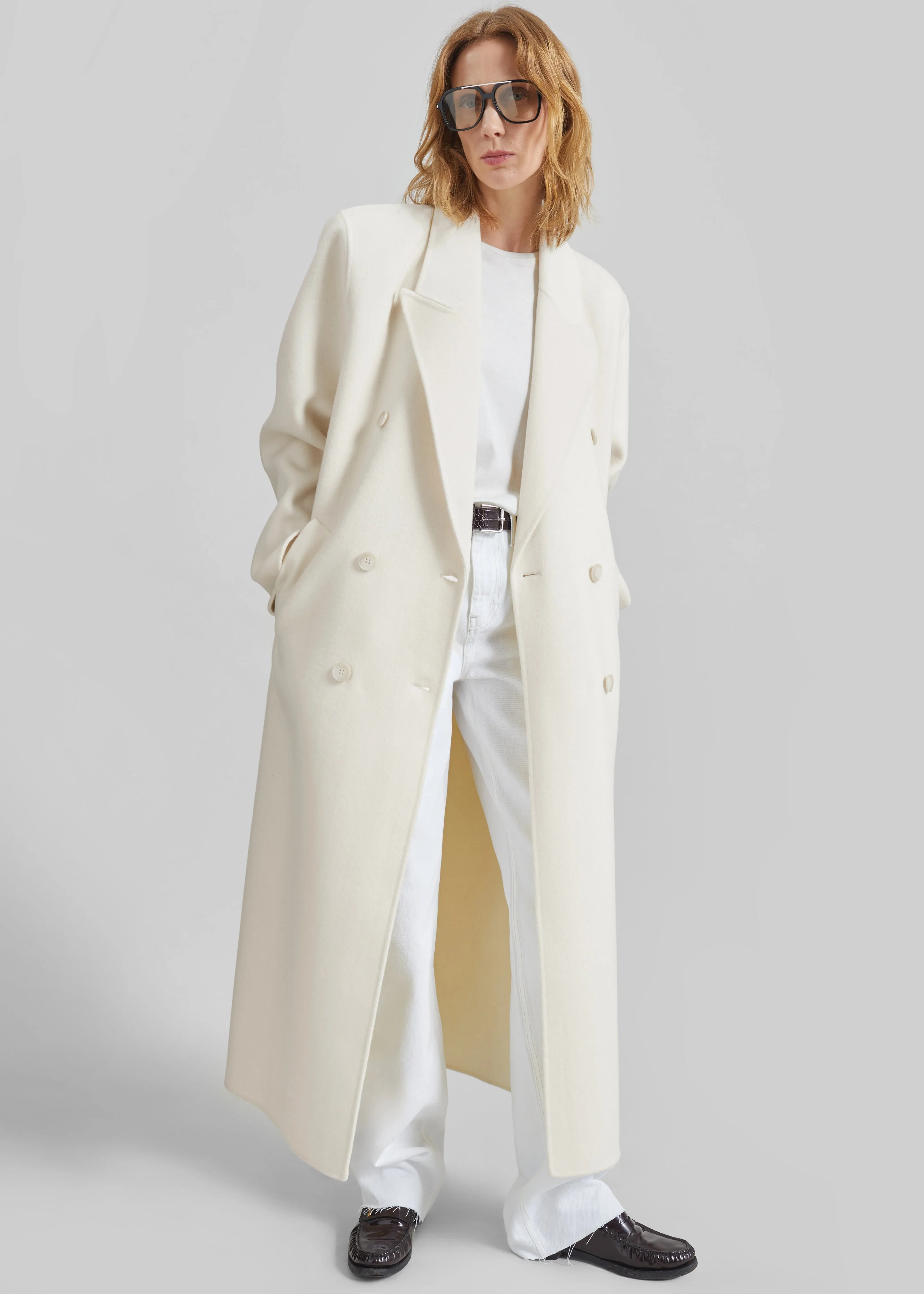 Gaia Double Breasted Coat - Ivory - 1