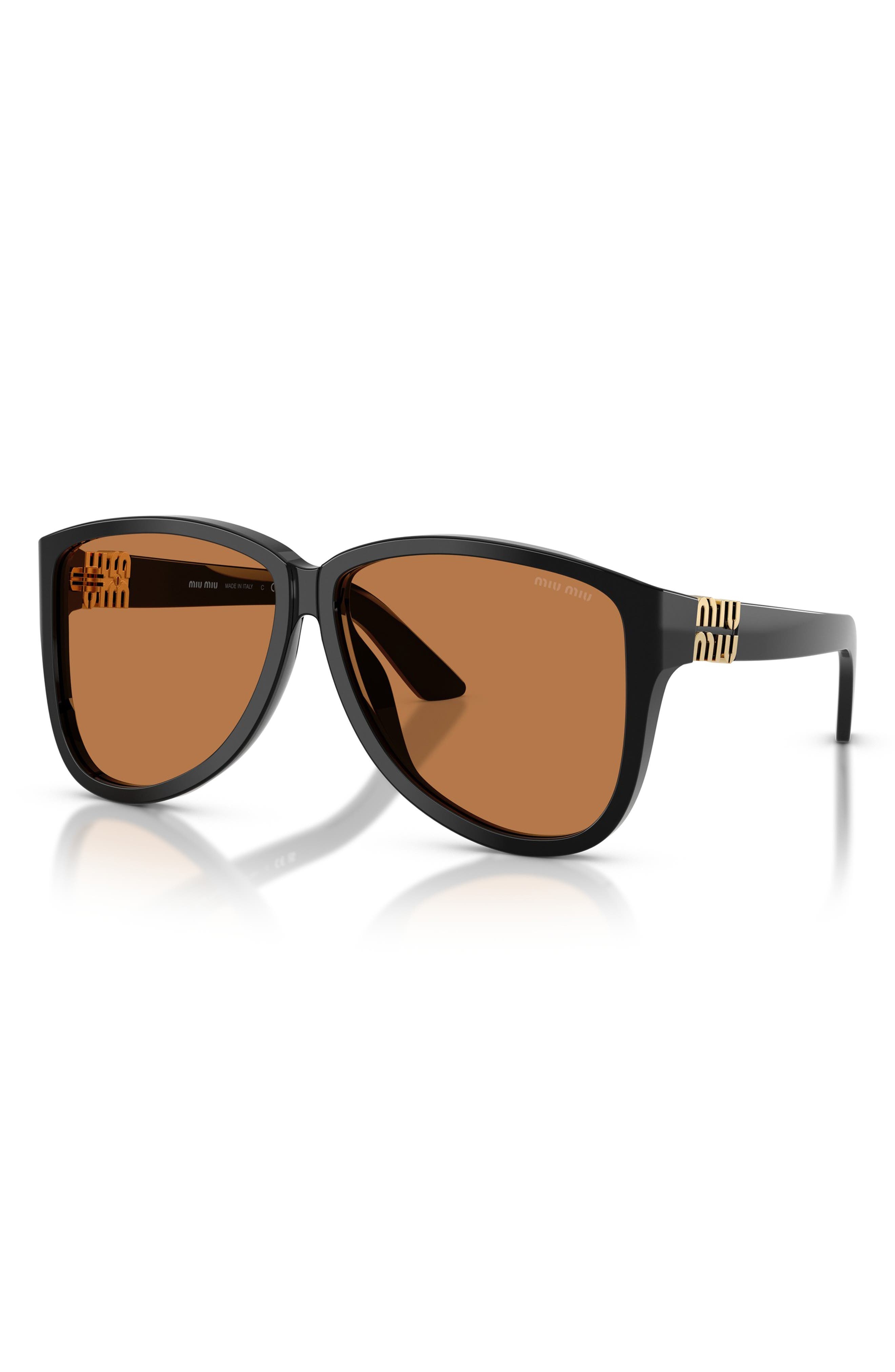 Miu Miu 61mm Pilot Sunglasses in Black/Brown at Nordstrom - 2