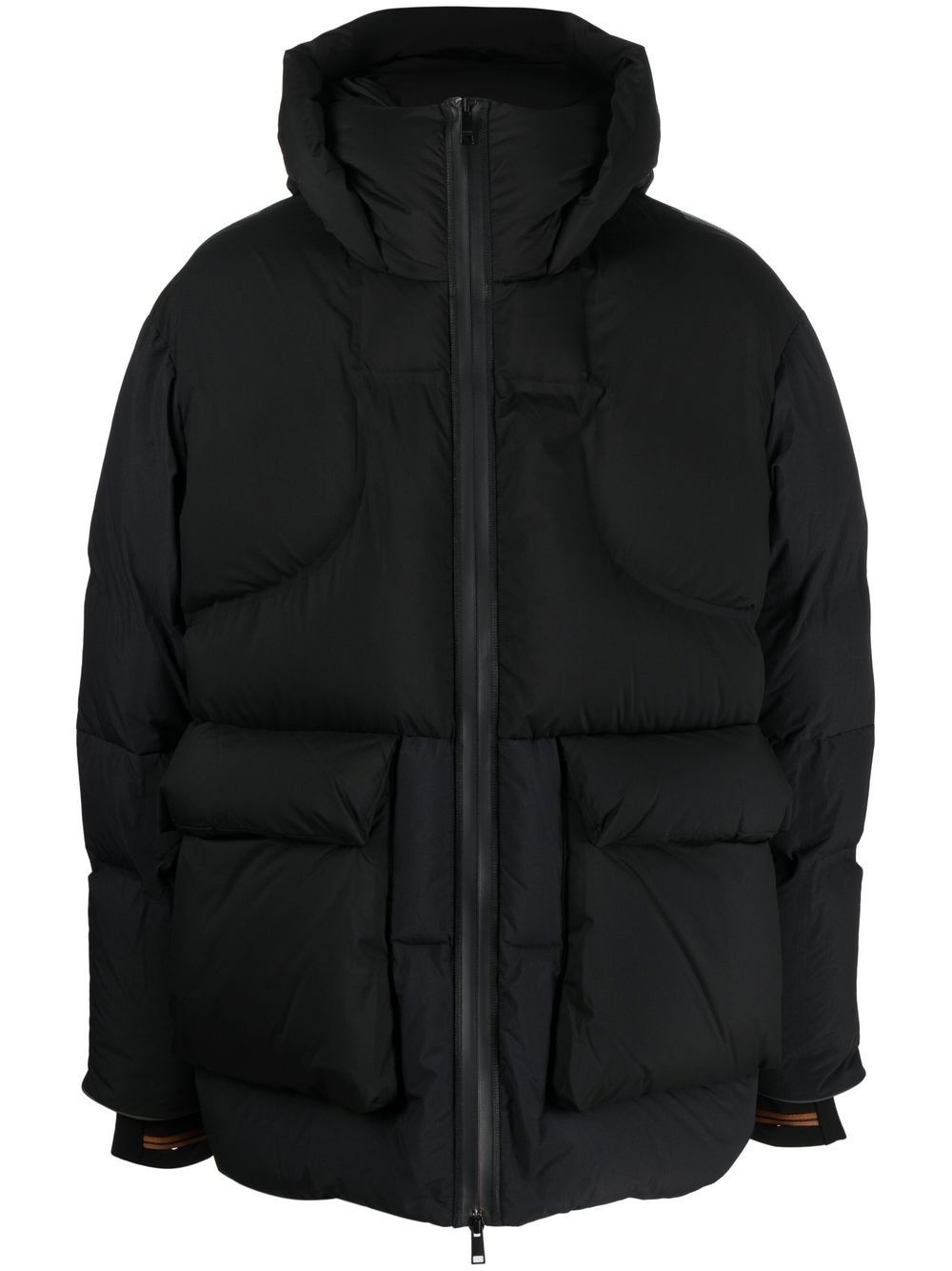 padded-panel hooded jacket - 1