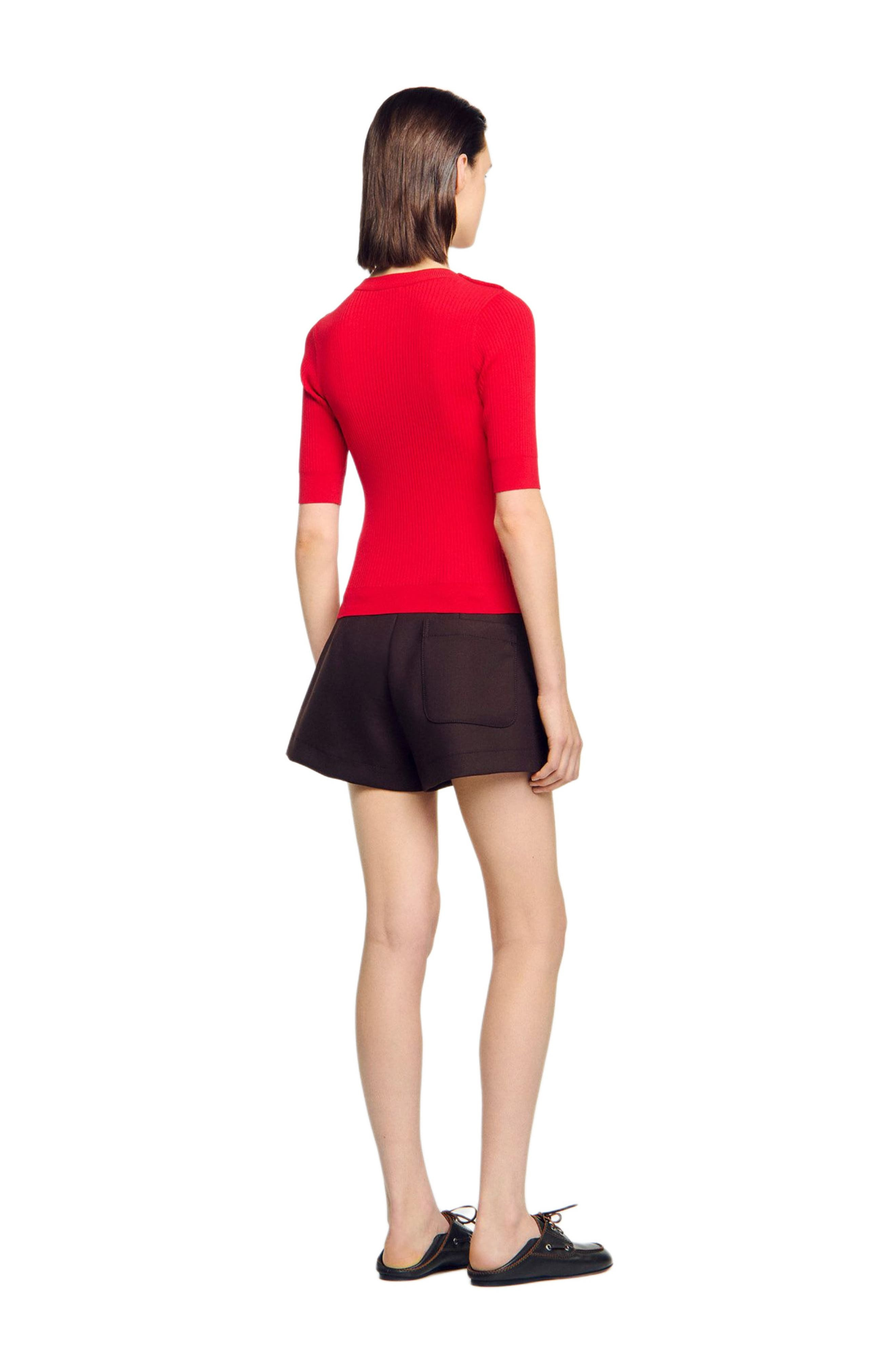 SANDRO Short-sleeve ribbed sweater in Red at Nordstrom - 2