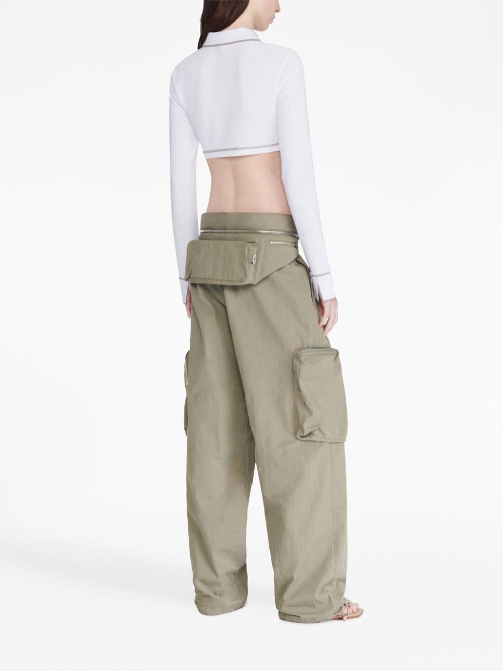 polo-collar cotton crop top - 4