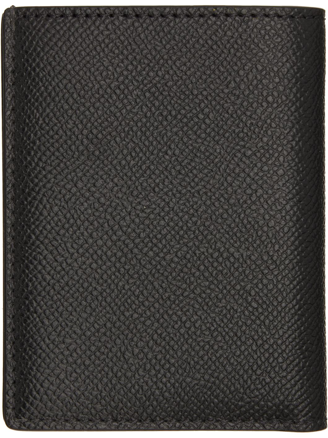 Black Small Grain T Line Bifold Card Holder - 2