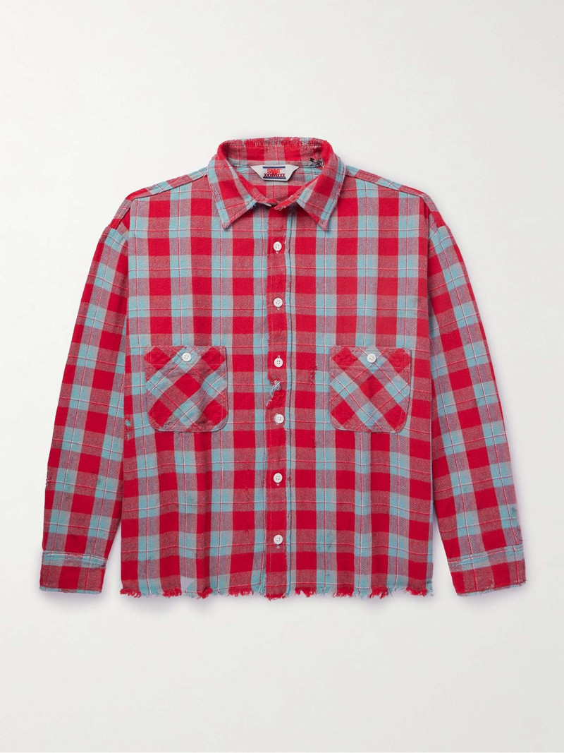 Distressed Checked Cotton-Flannel Shirt 1