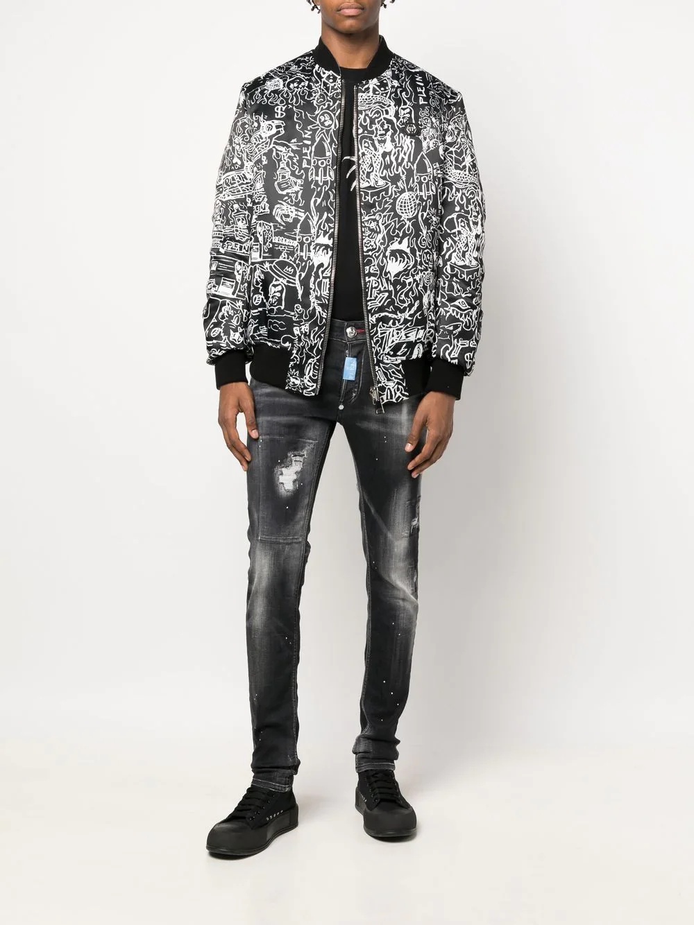 skull-print bomber jacket - 2