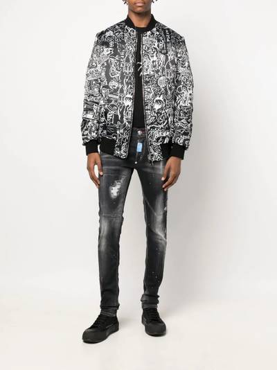 PHILIPP PLEIN skull-print bomber jacket outlook