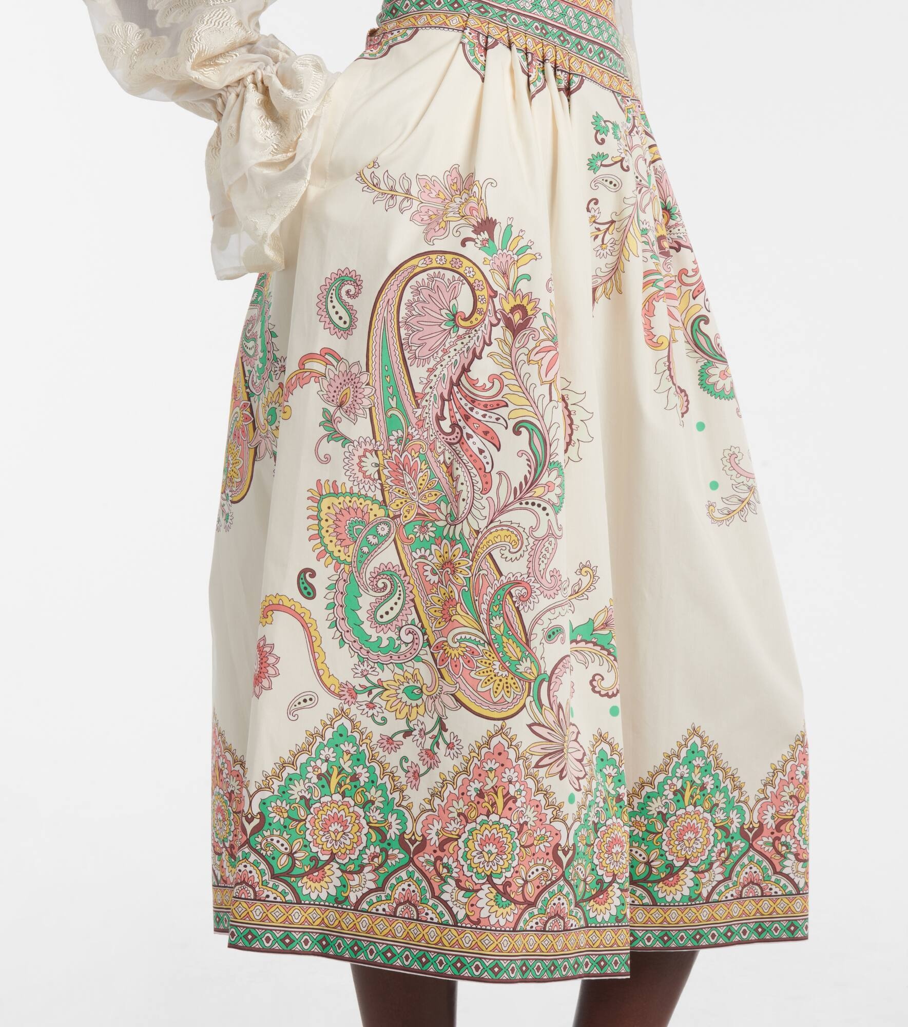 Paisley printed cotton poplin midi skirt - 5
