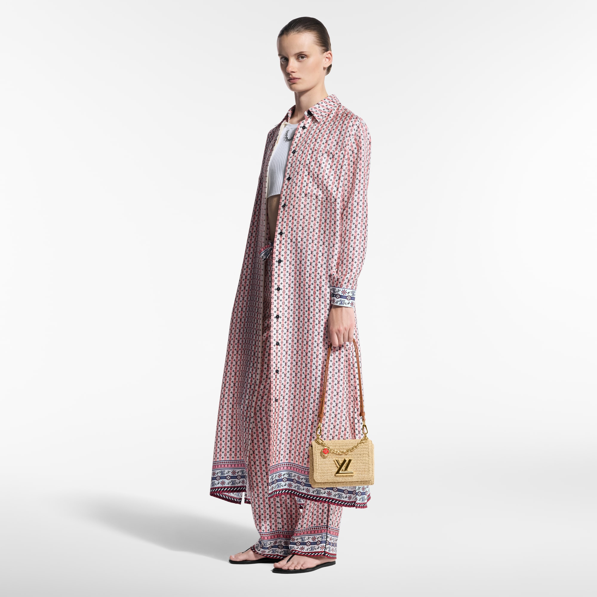 Scarf Print Shirt Dress - 4