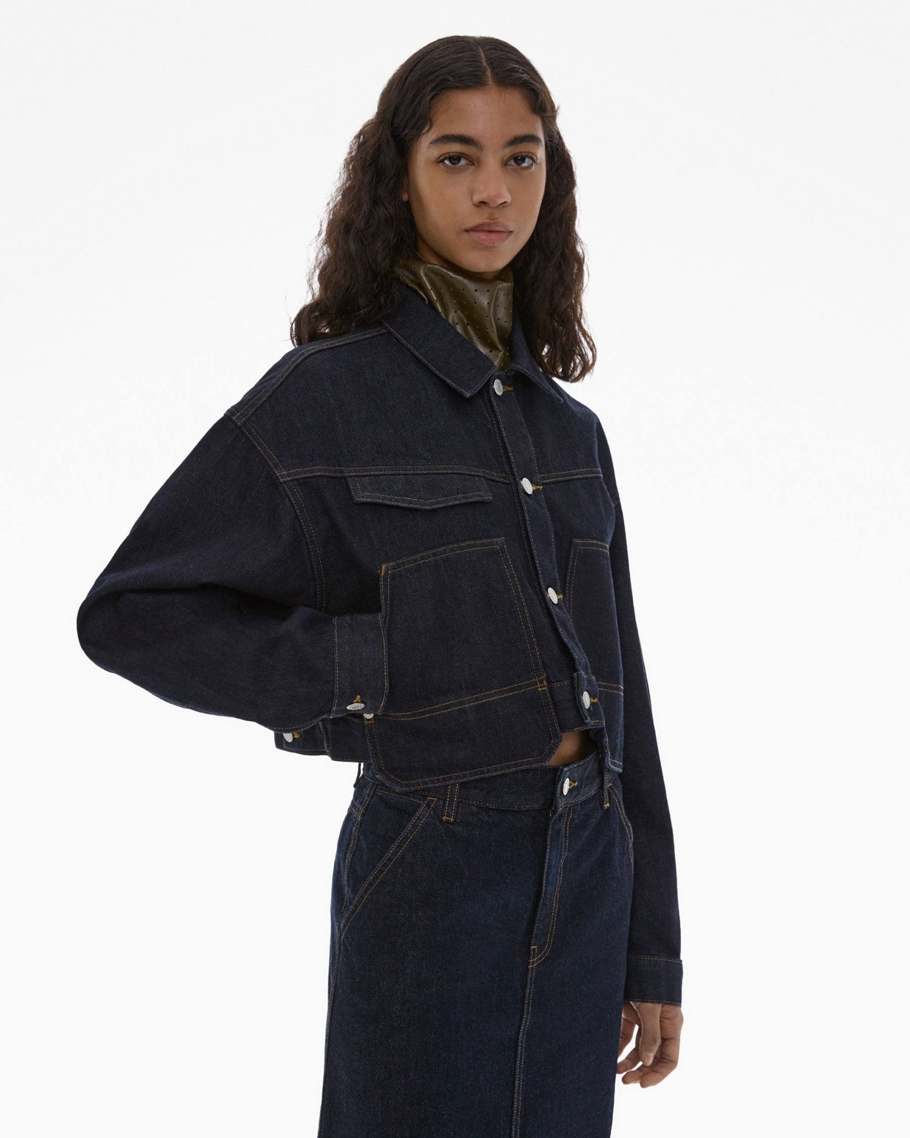 CROPPED DENIM TRUCKER JACKET - 5