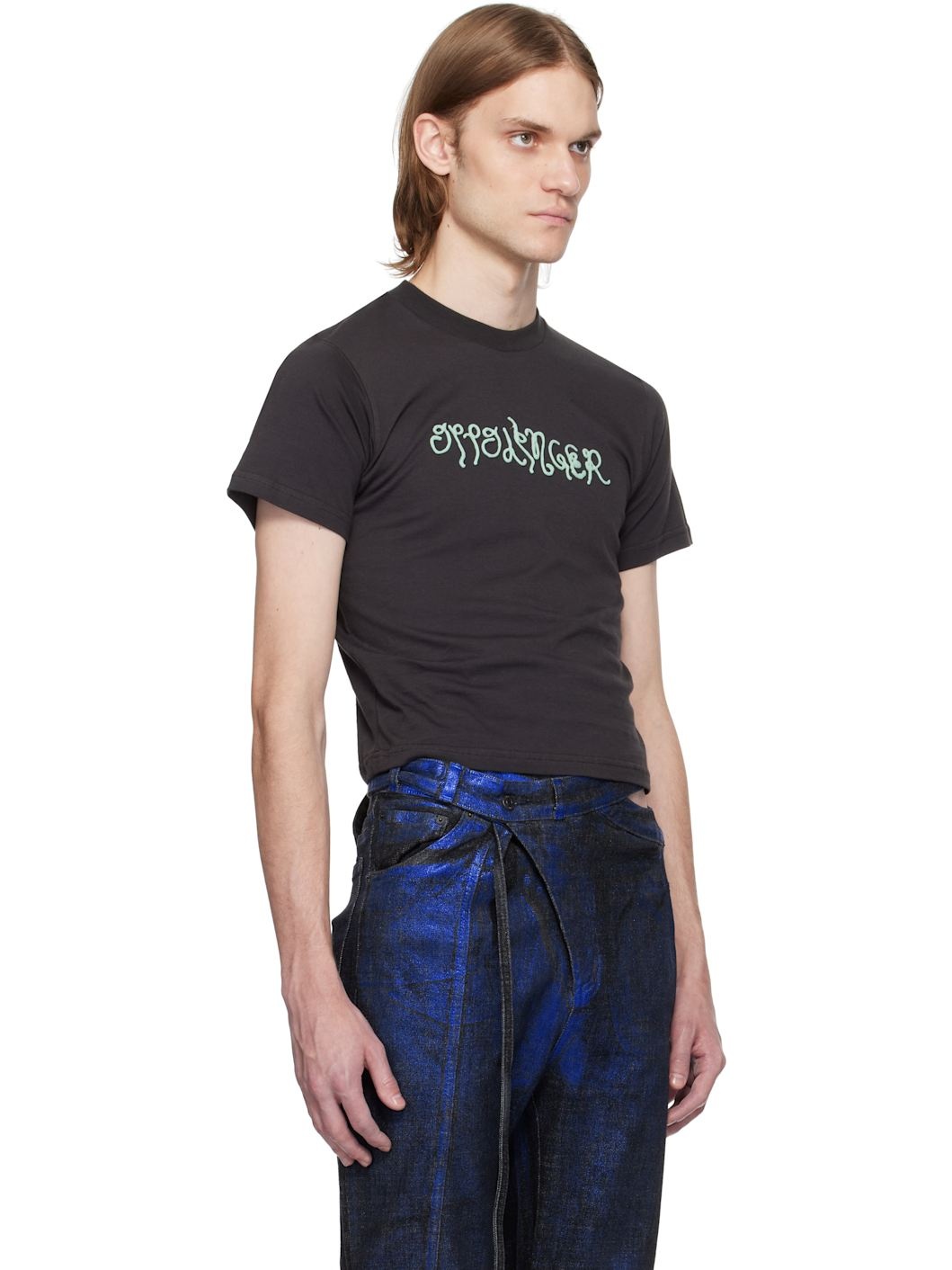 Black Fitted Puff Paint T-shirt - 2
