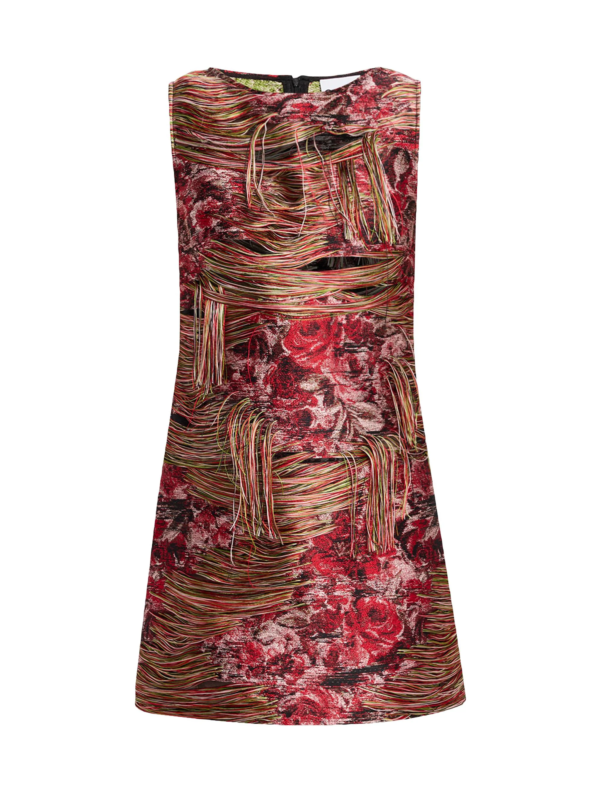 Women's Tapestry Jacquard Fringed Dress - 1
