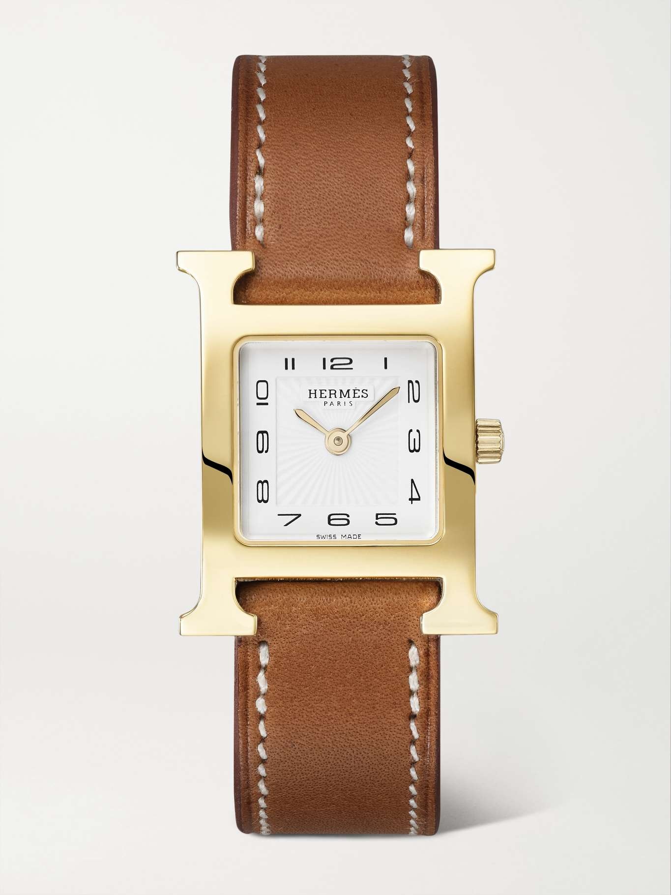 Heure H 25mm small gold-plated leather watch - 1