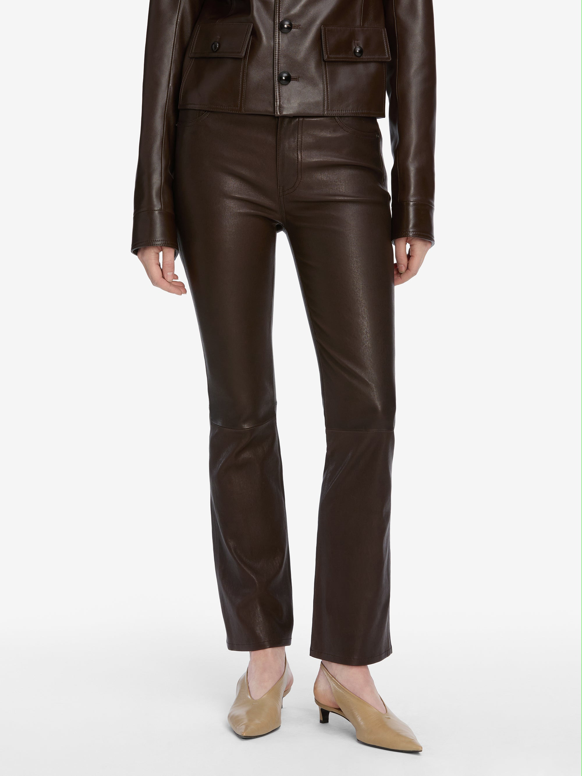 The Leather Reboot Crop in Truffle - 3