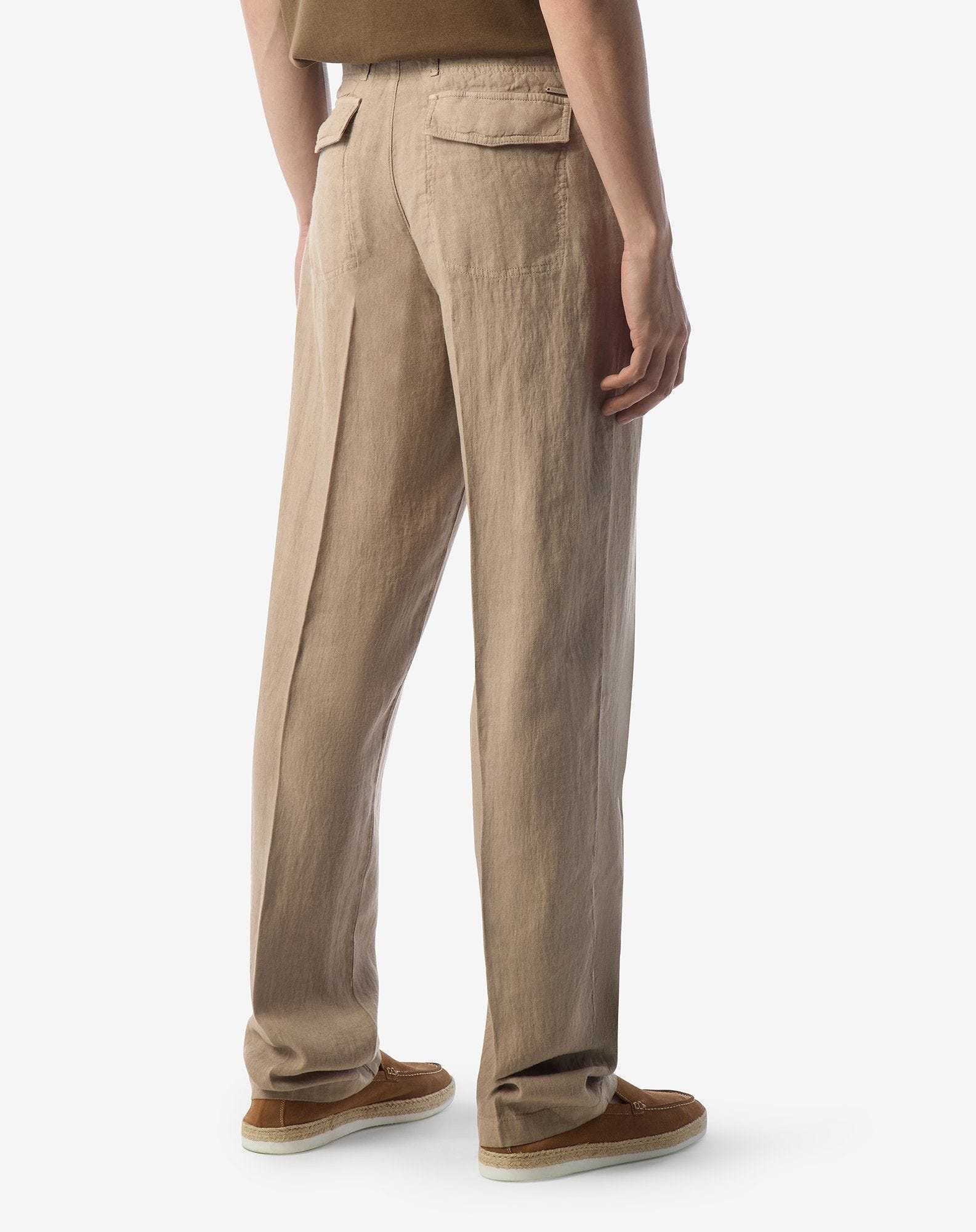 Beige pure linen trousers - 4