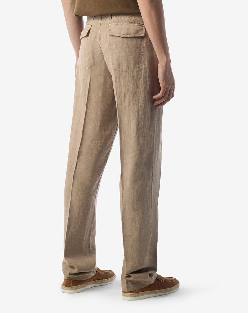 Beige pure linen trousers 4