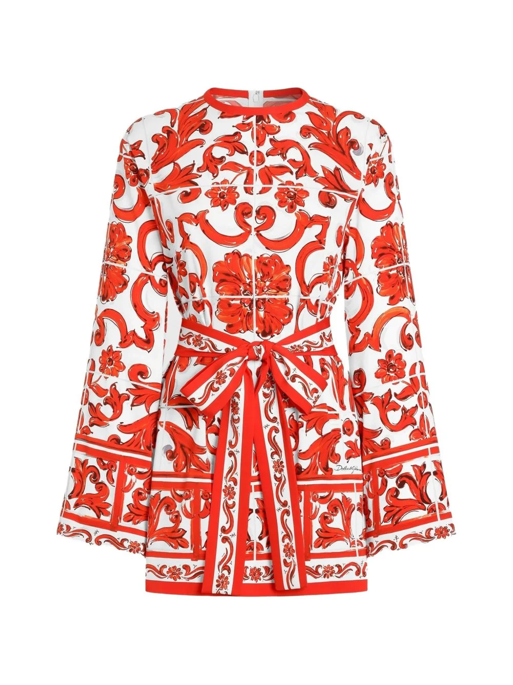 Majolica-print charmeuse shirt - 1