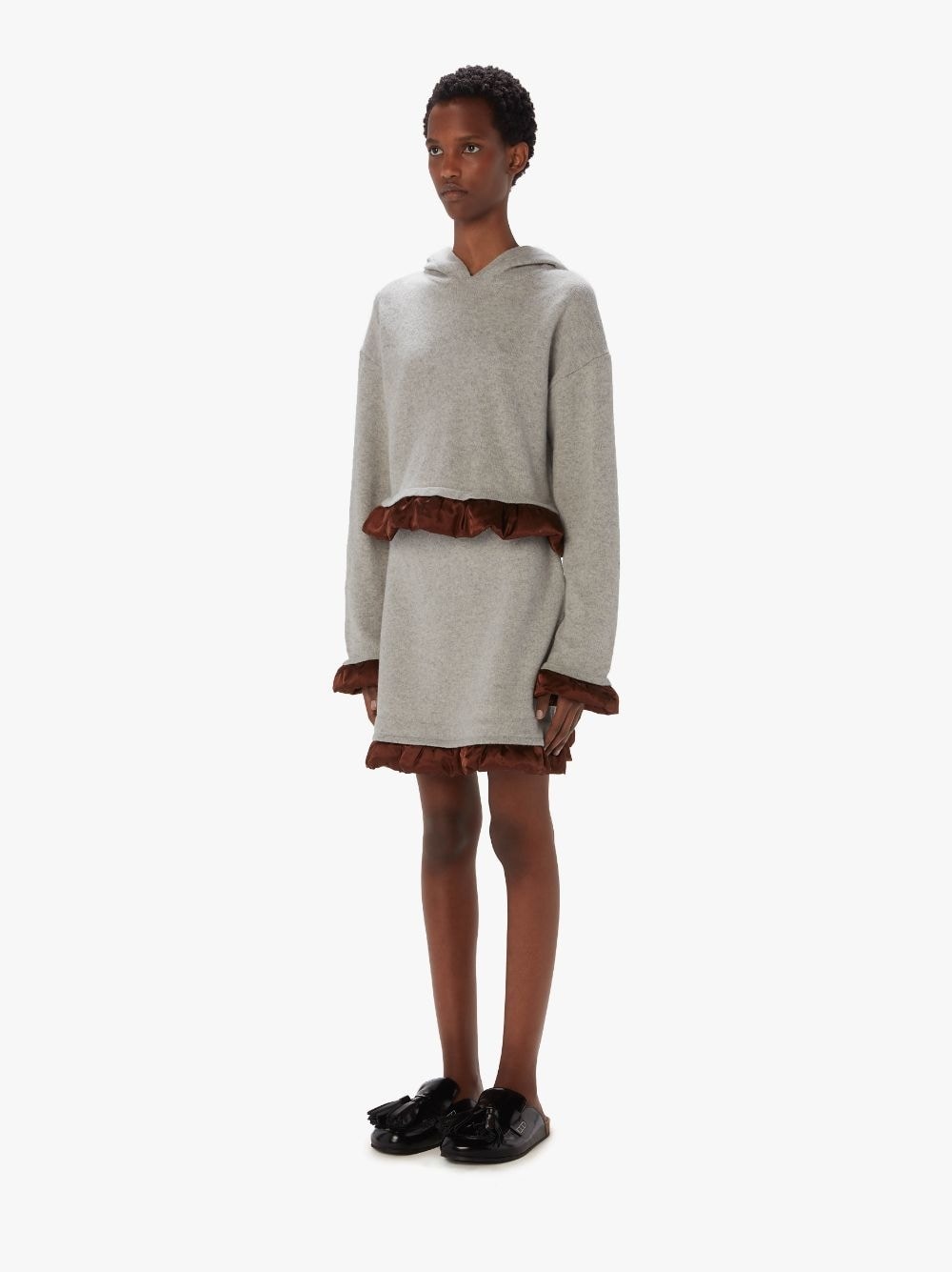 CROPPED HOODIE WITH SATIN DETAILS - 4