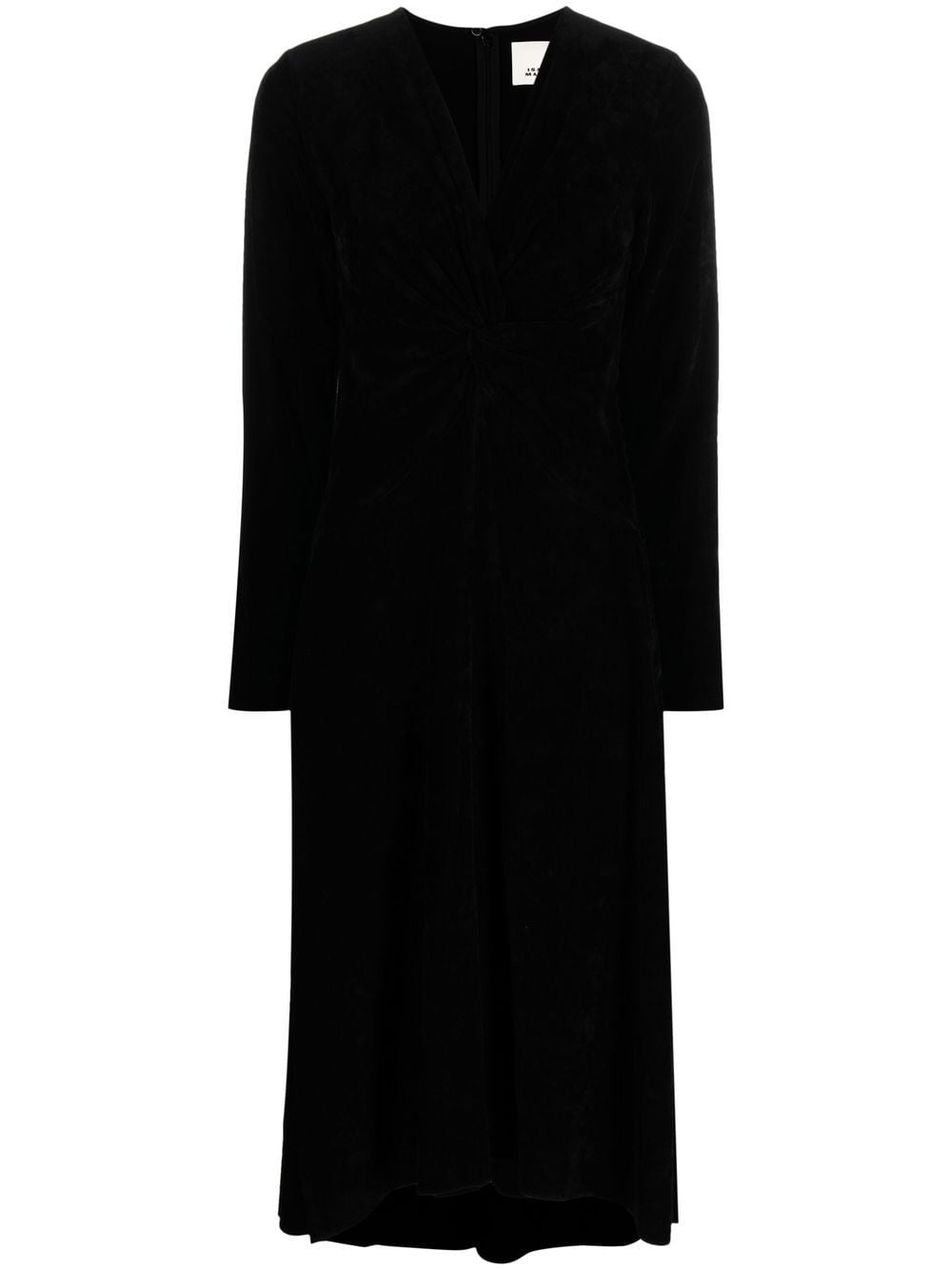 long-sleeved V-neck midi dress - 1