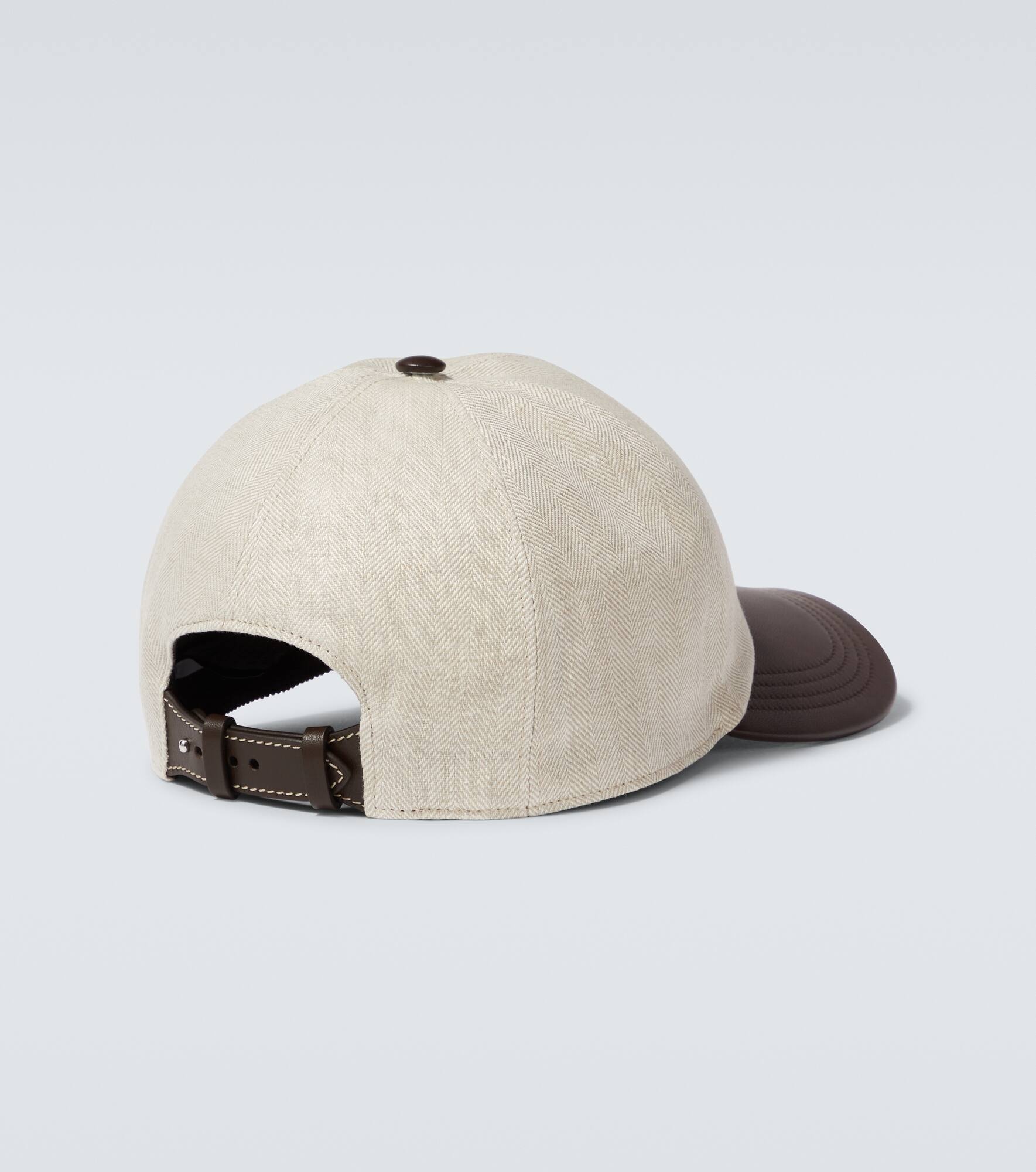 Linen leather-trimmed baseball cap - 4
