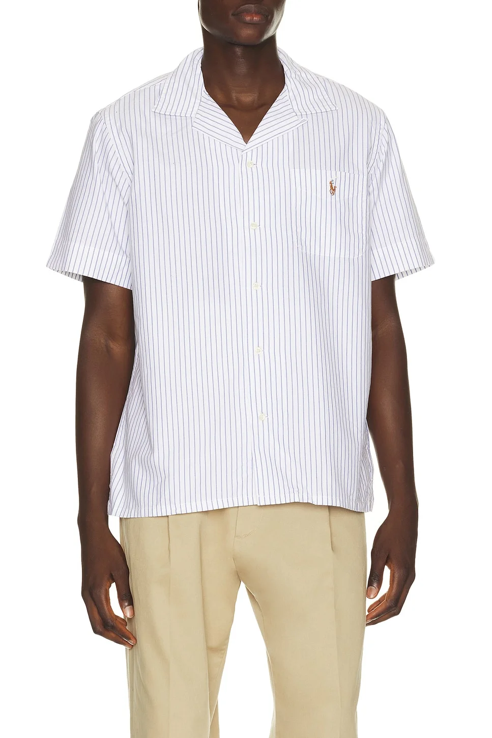 Short Sleeve Lightweight Oxford Andy Stripe Camp Shirt - 1