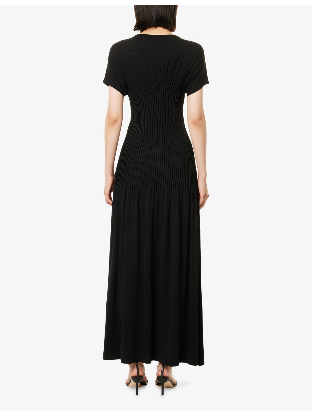 Pleated Short-Sleeve Jersey Midi Dress - 4