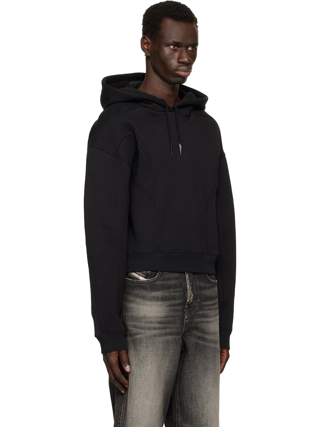 Black Spiral Cropped Hoodie - 2