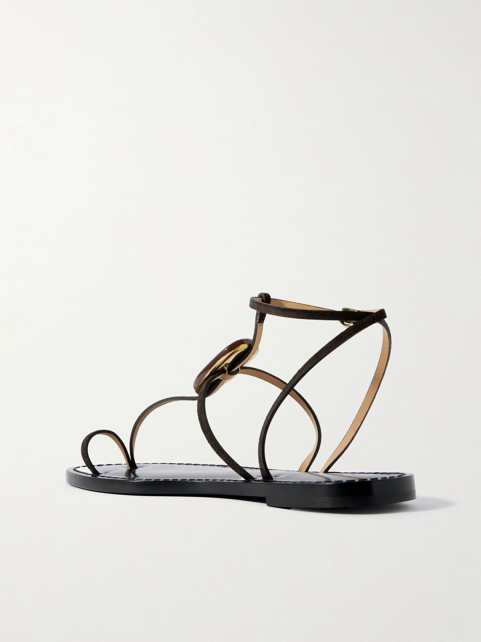 The Cairo embellished suede sandals Chocolate - 3