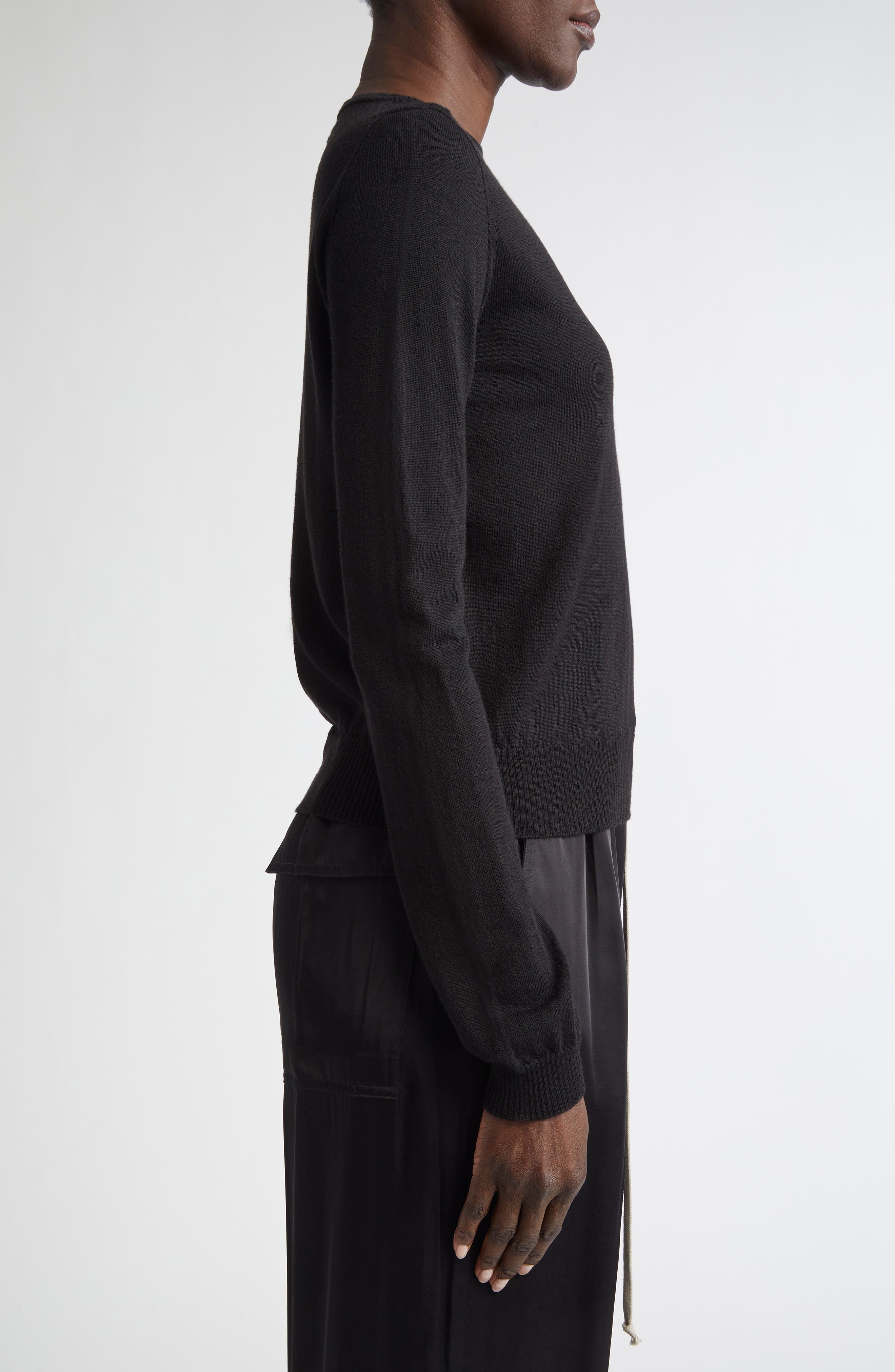 Rick Owens Biker Level Virgin Wool Sweater in Black at Nordstrom - 3