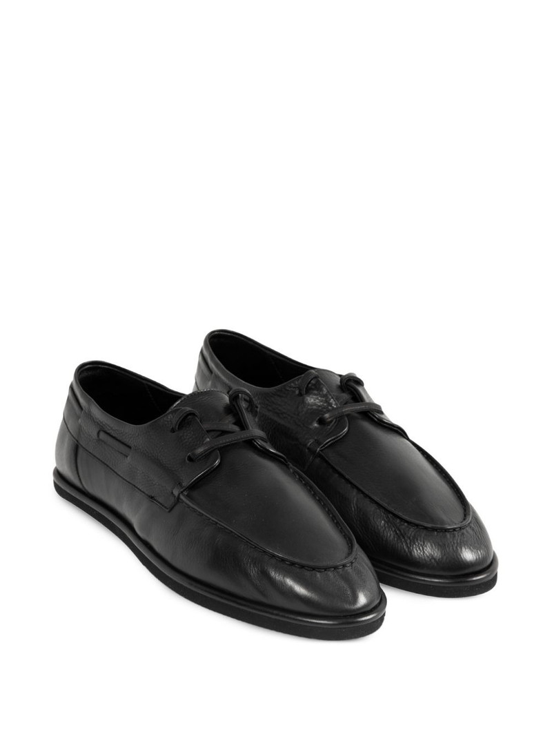 AURALEE lace-up leather boat shoes outlook